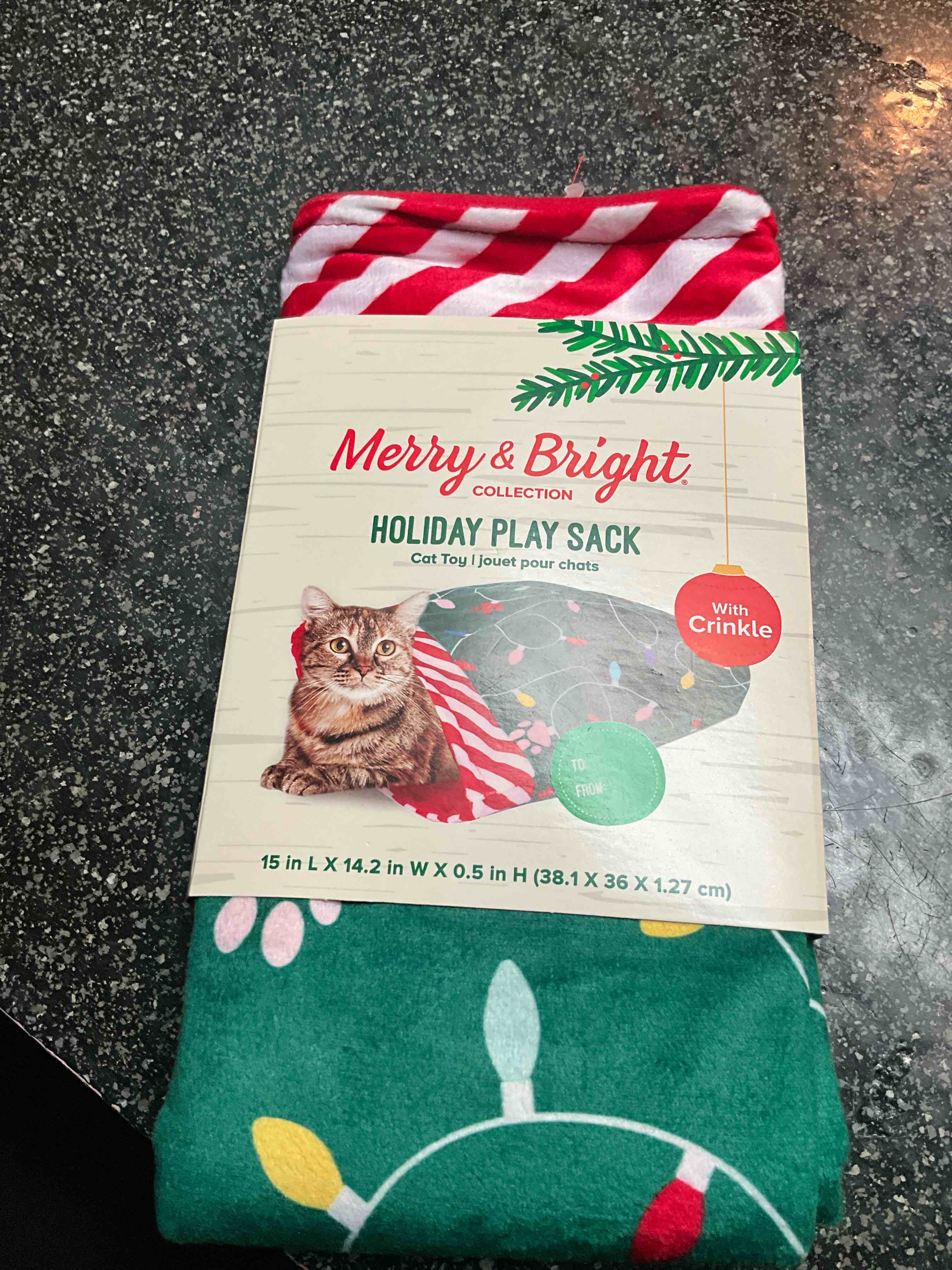 Merry & Bright Collection Holiday Play Sack With Crinkle 15 “ X 14.2 “ 