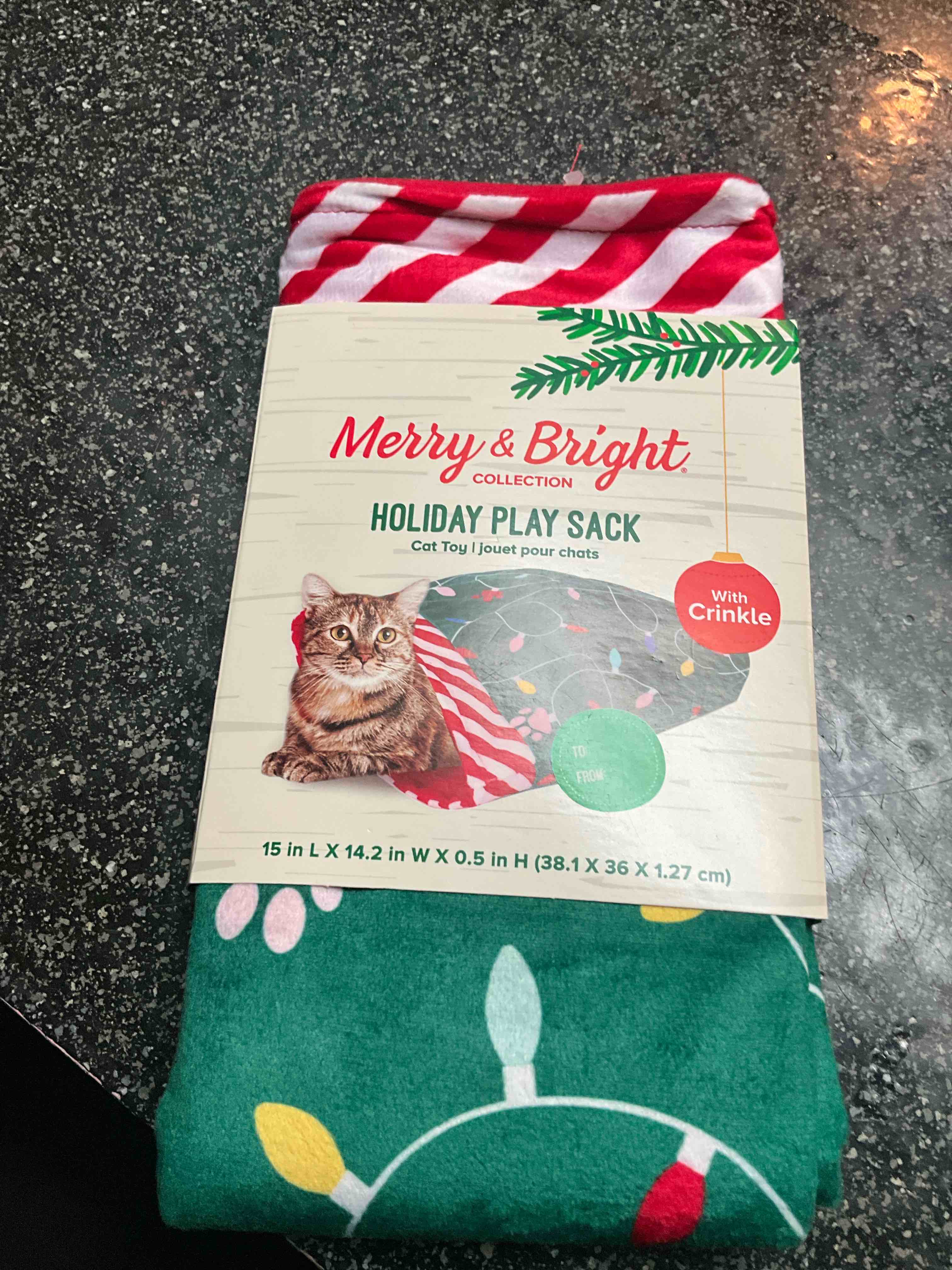 Condition photo showing New/Like New for Merry & Bright Collection Holiday Play Sack With Crinkle 15 “ X 14.2 “ 