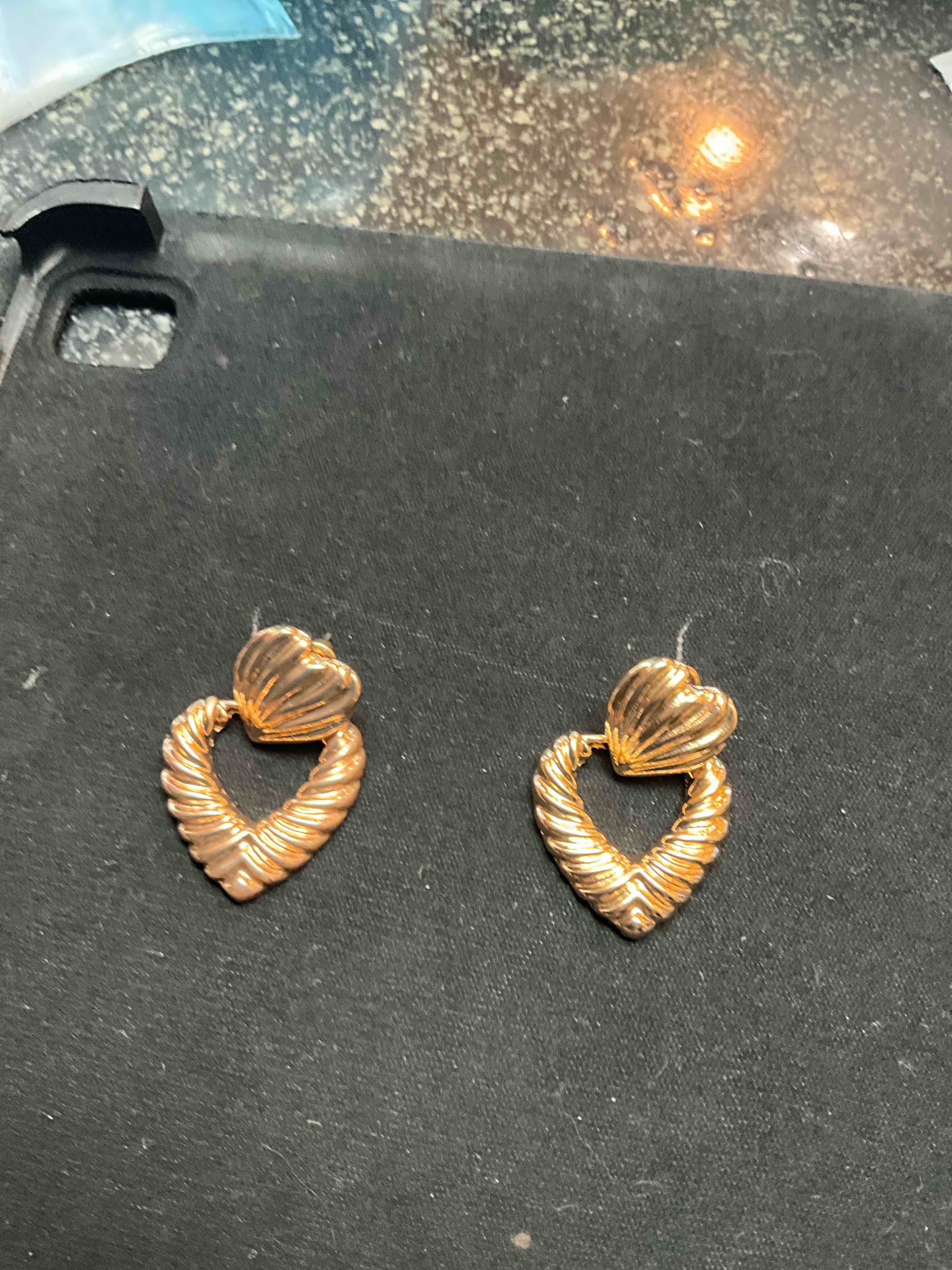 Condition photo showing New/Like New for Gold Heart Hoop Earrings 
