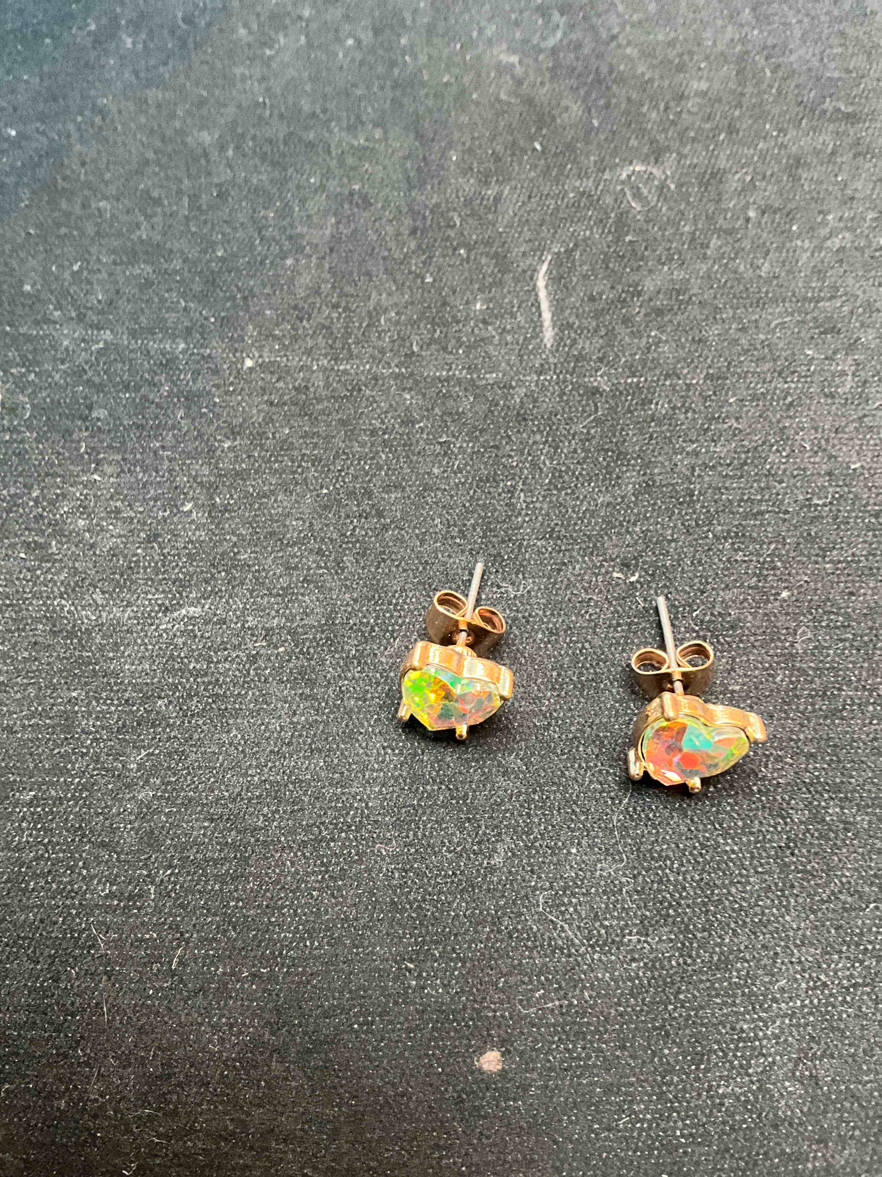 Condition photo showing New/Like New for Heart Gemstone Post Earrings 