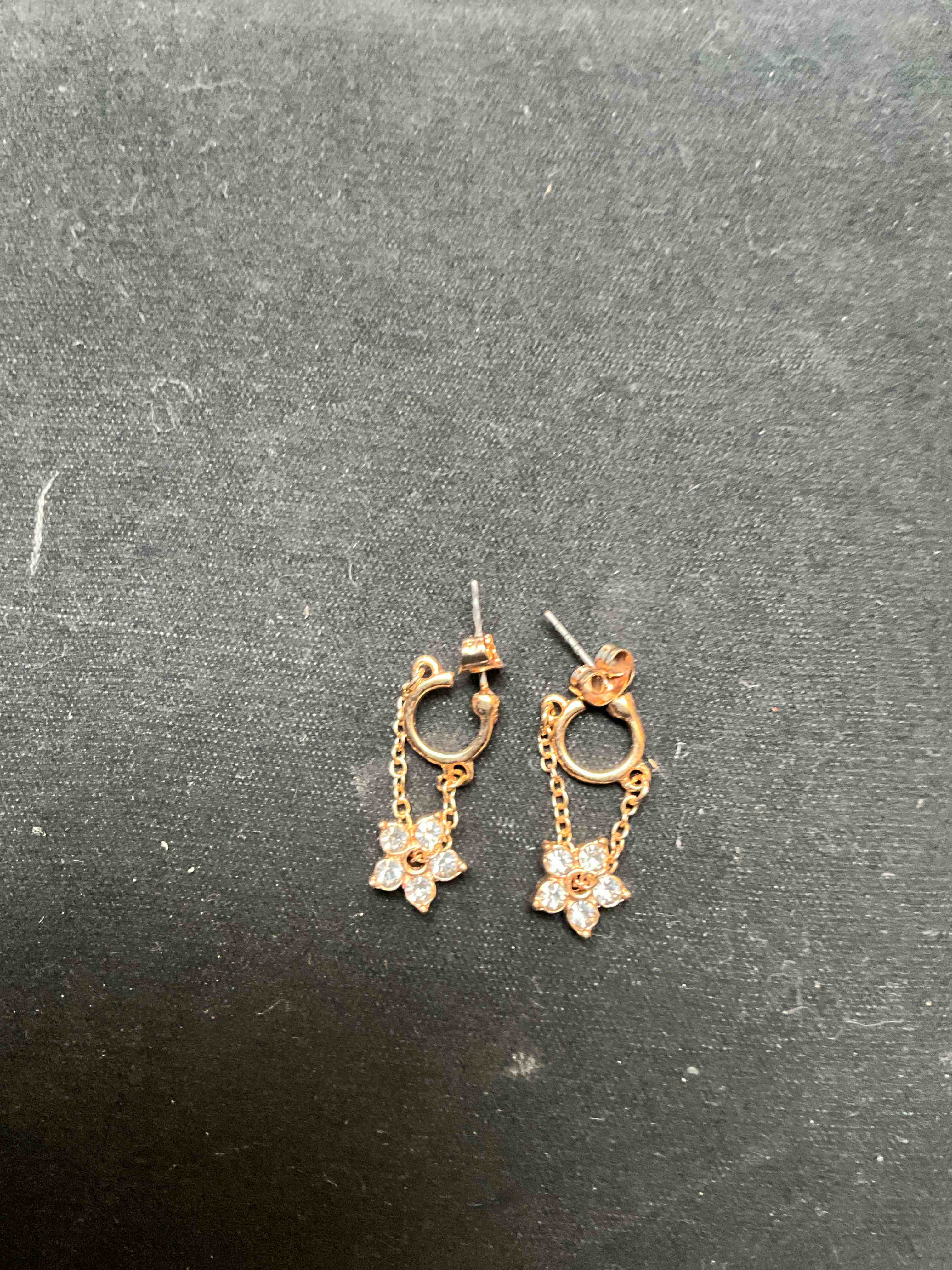 Condition photo showing Good Condition for Gold Hoop and Flower Dangle Earrings 