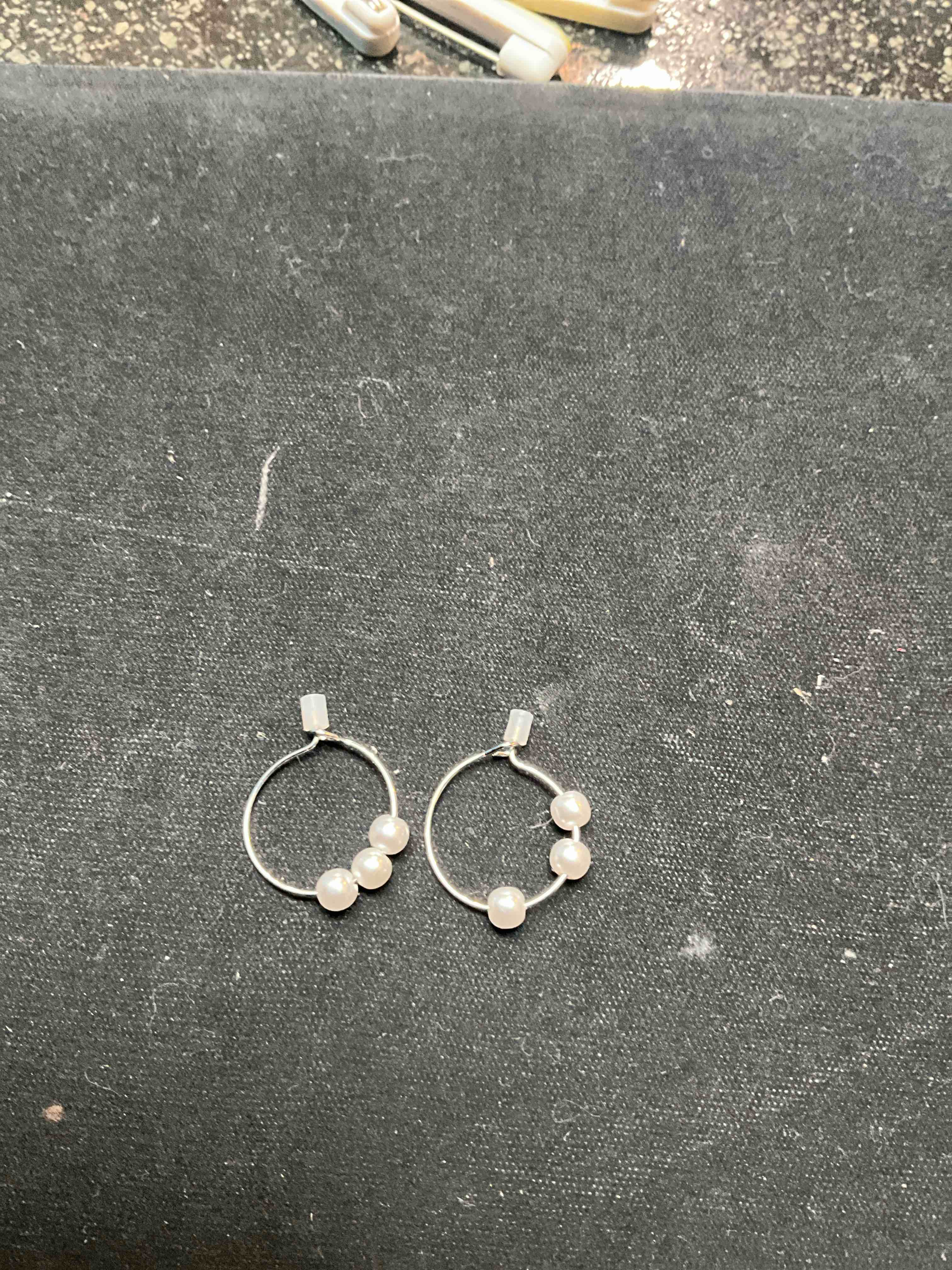 Silver Floating Pearl Earrings 