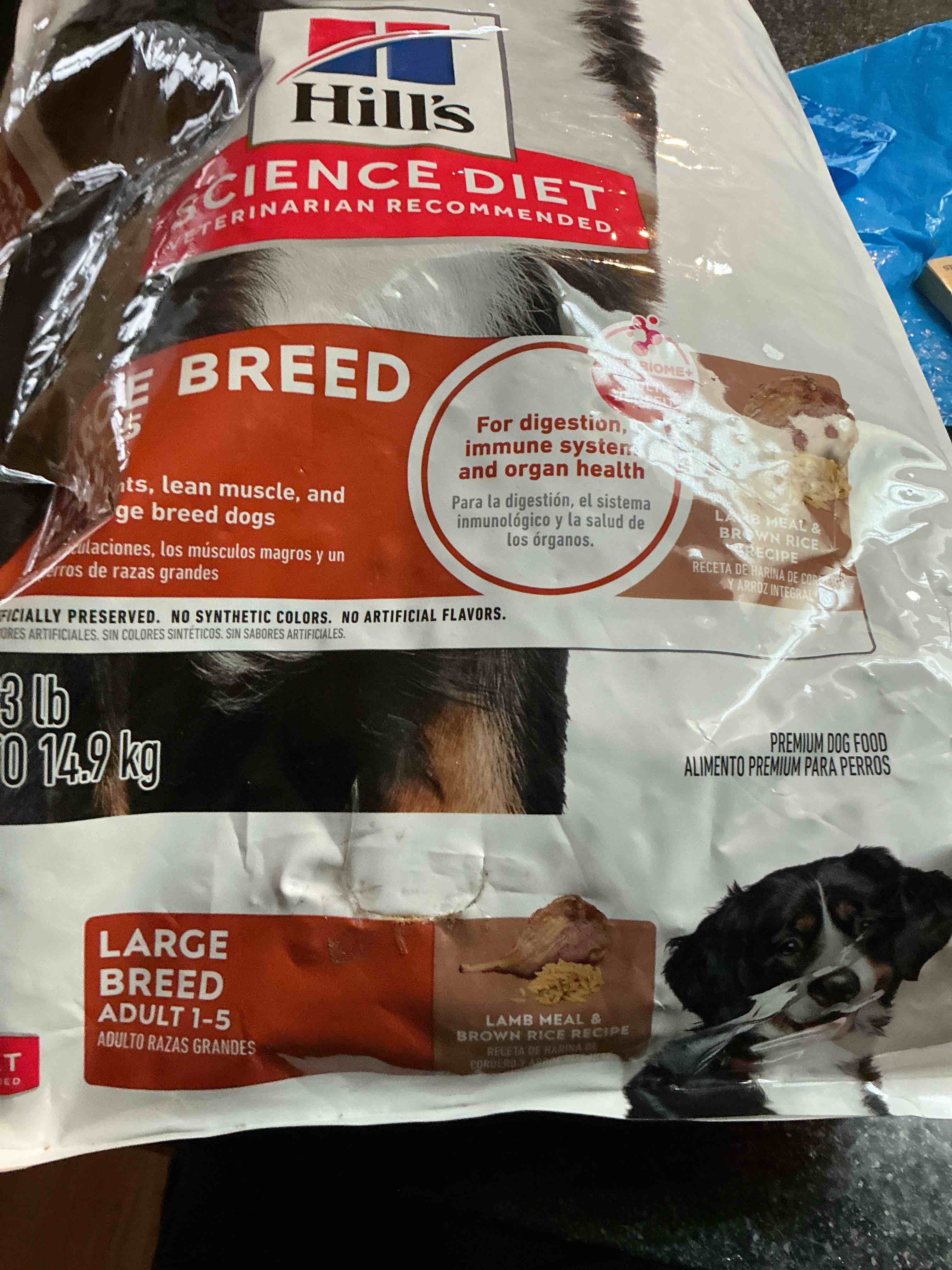 Condition photo showing New/Like New for Hill's Science Diet Large Breed, Adult 1-5, Large Breed Premium Nutrition, Dry Dog Food, Lamb & Brown Rice, 33 lb Bag
