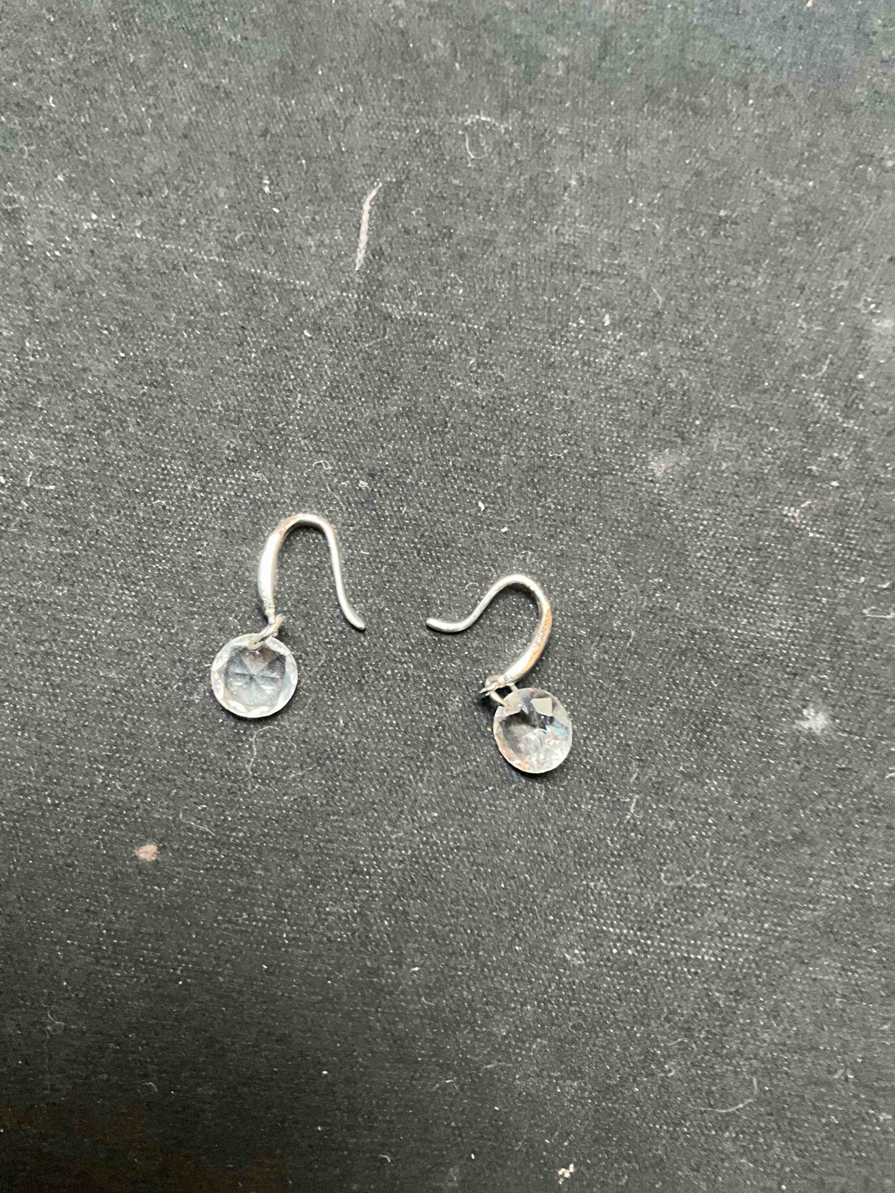 Condition photo showing New/Like New for Silver - Rhinestone Dangle Earrings 