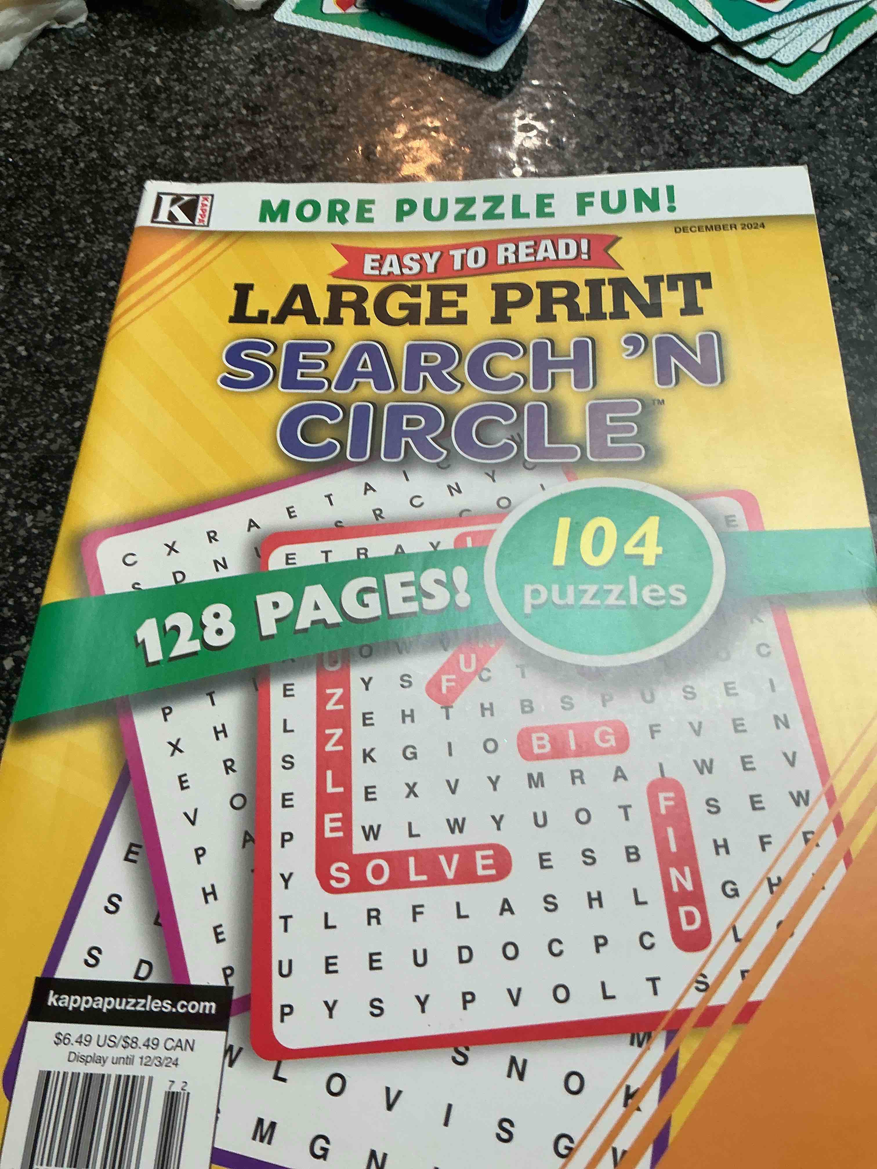 Condition photo showing New/Like New for Kappa - More Puzzle Fun - 104 Puzzle - Large Print - Easy To Read 