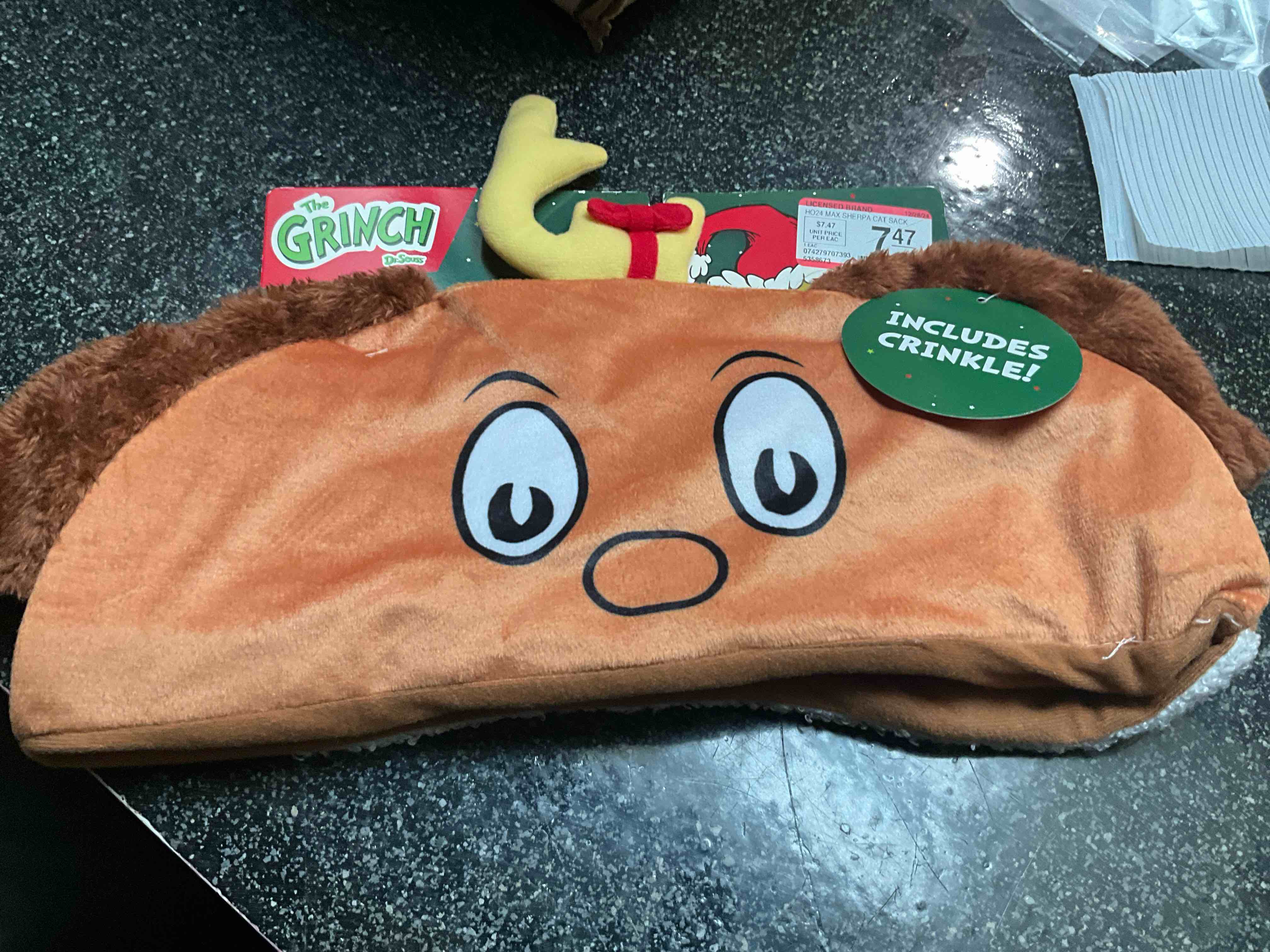 Condition photo showing New/Like New for Dr. Seuss - The Grinch - Crinkle - Cat Sack - 