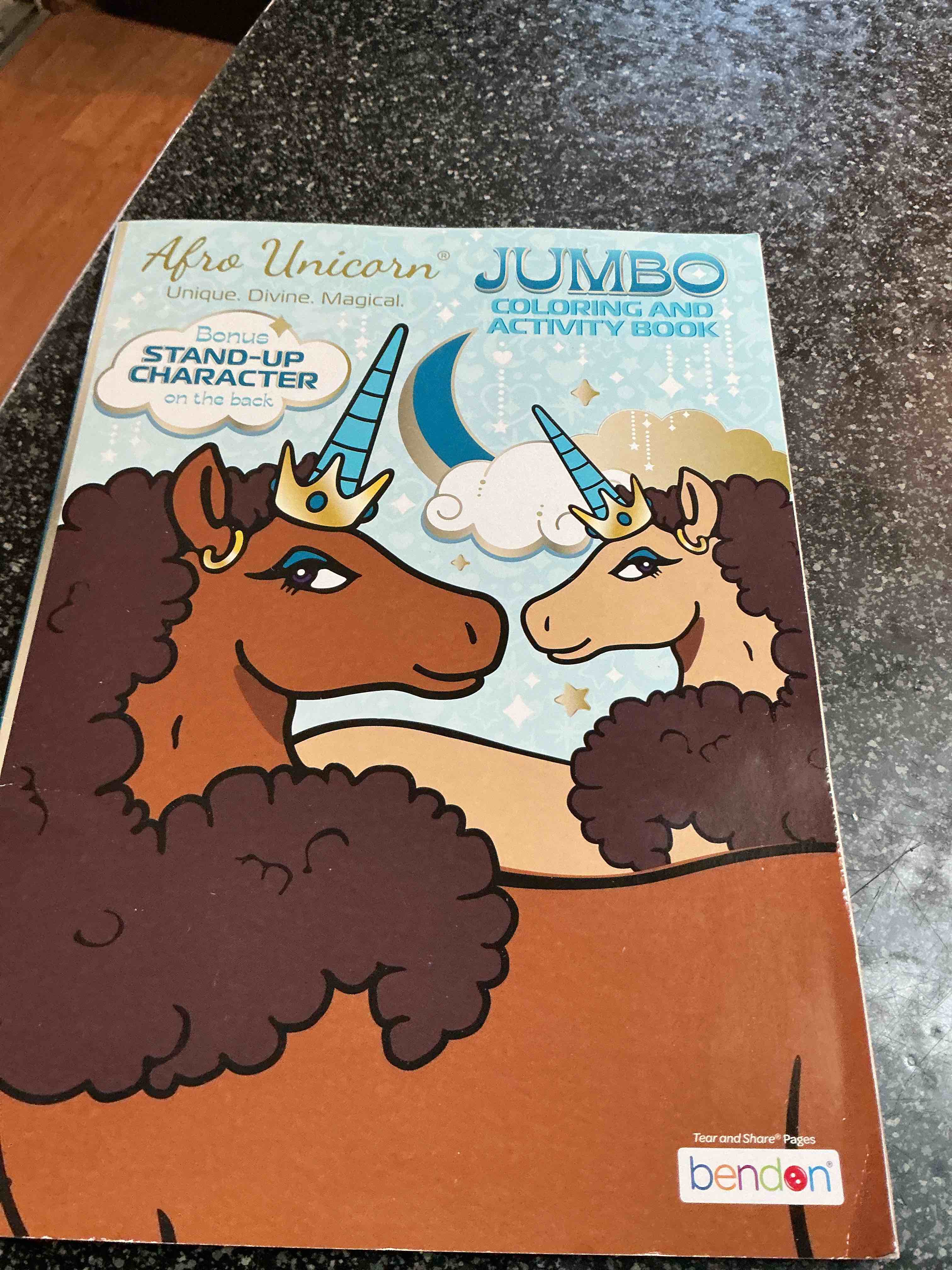 Condition photo showing New/Like New for Bendon Afro - Unicorn Jumbo Coloring & Activity Book 