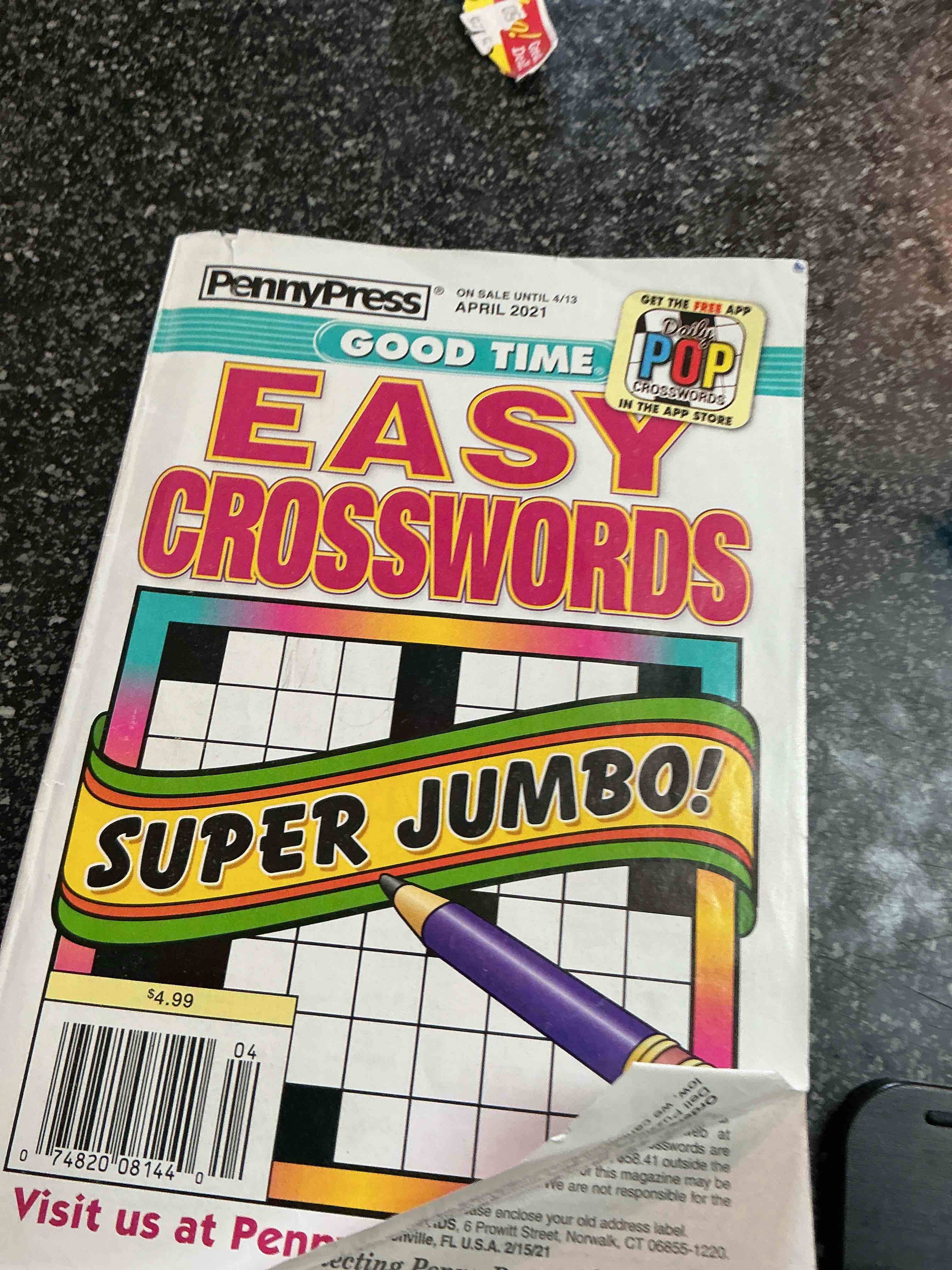 Condition photo showing As Is for Pennypress Good Time Easy Crossword’s Super Jumbo 