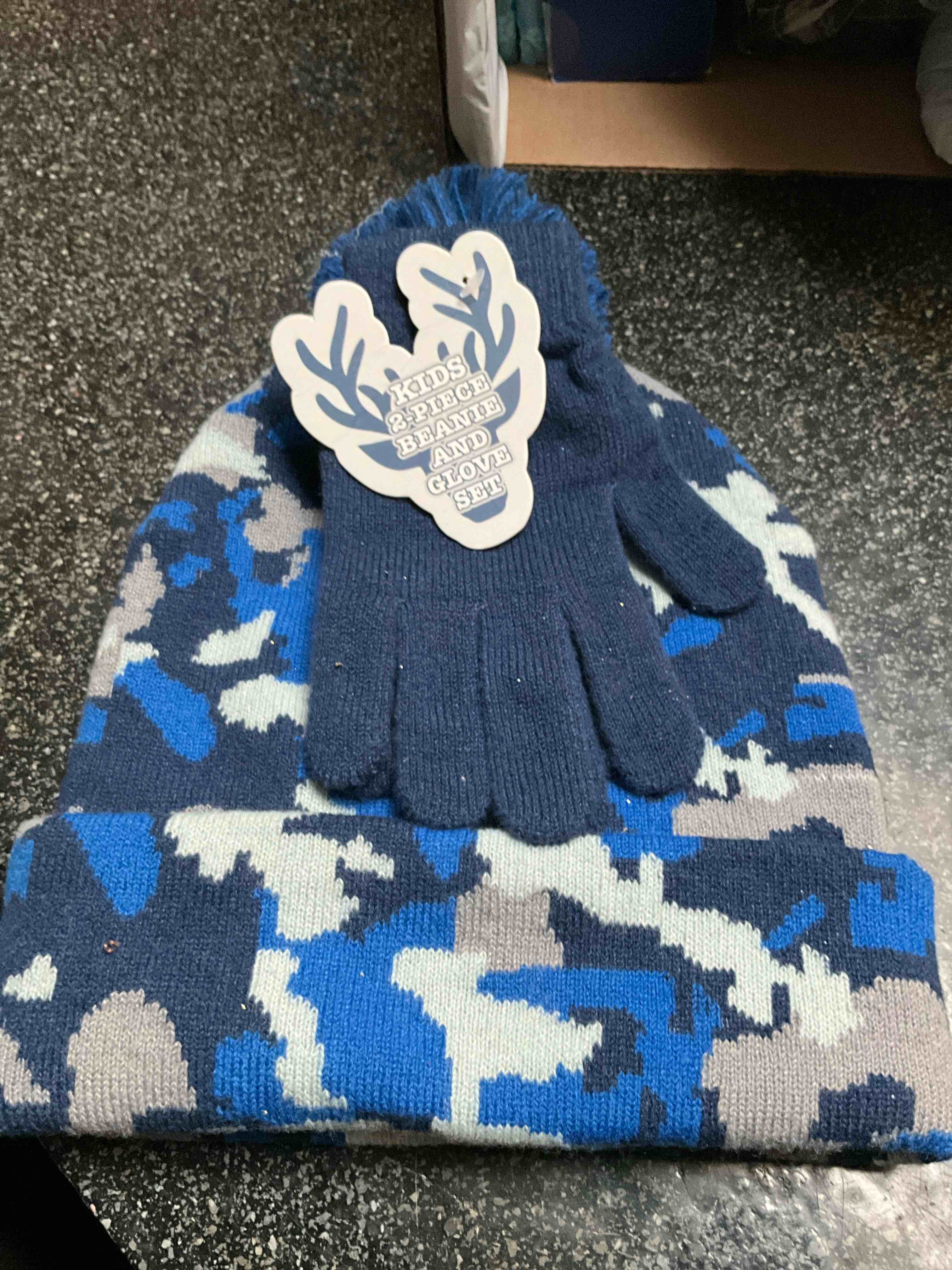 Kids - Blue Camo - Hat & Gloves Set 