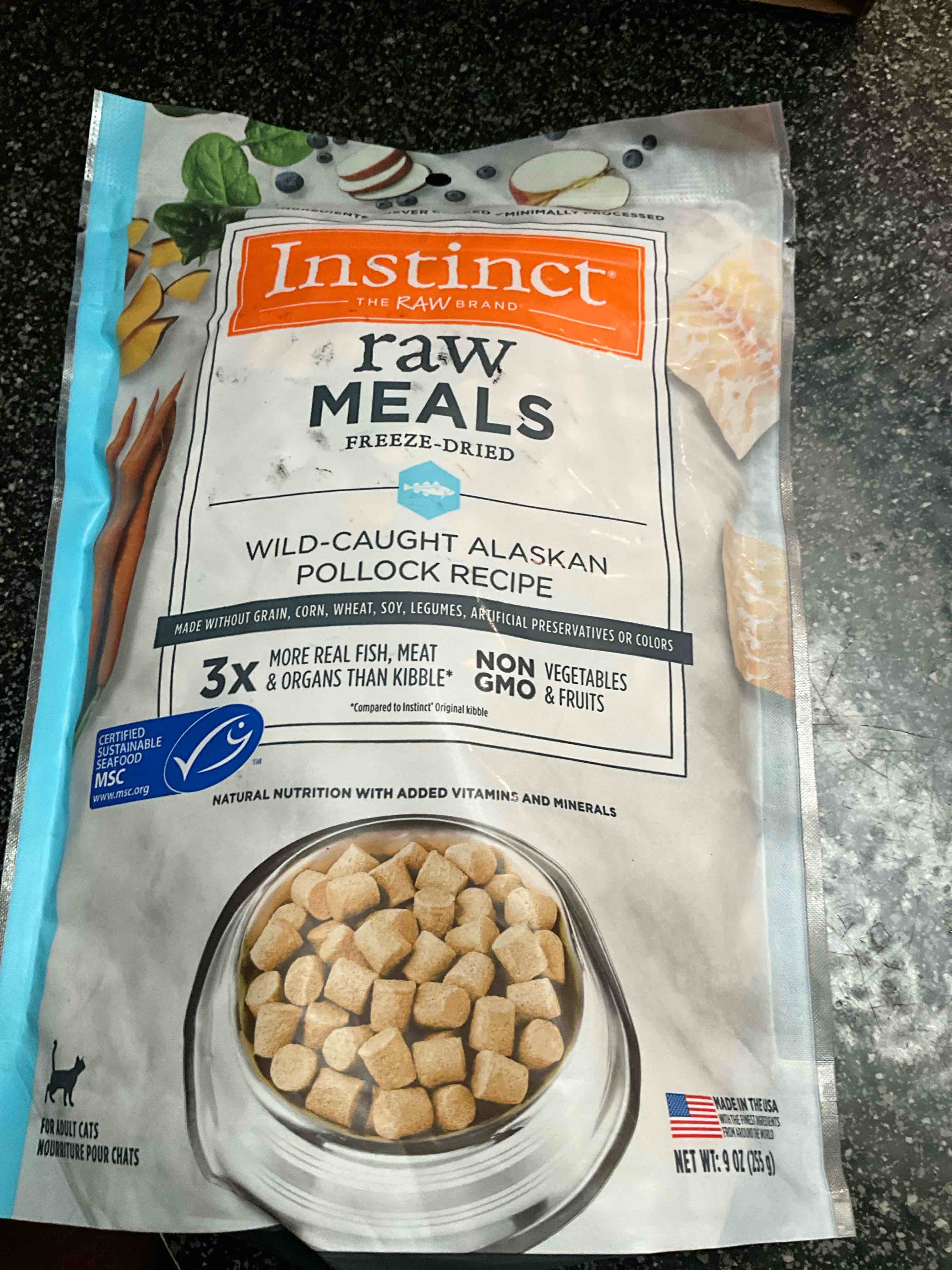 Instinct - The Raw Brand - Raw Meals - Freeze Dried - Wild Caught Alaskan Pollock - 9 oz