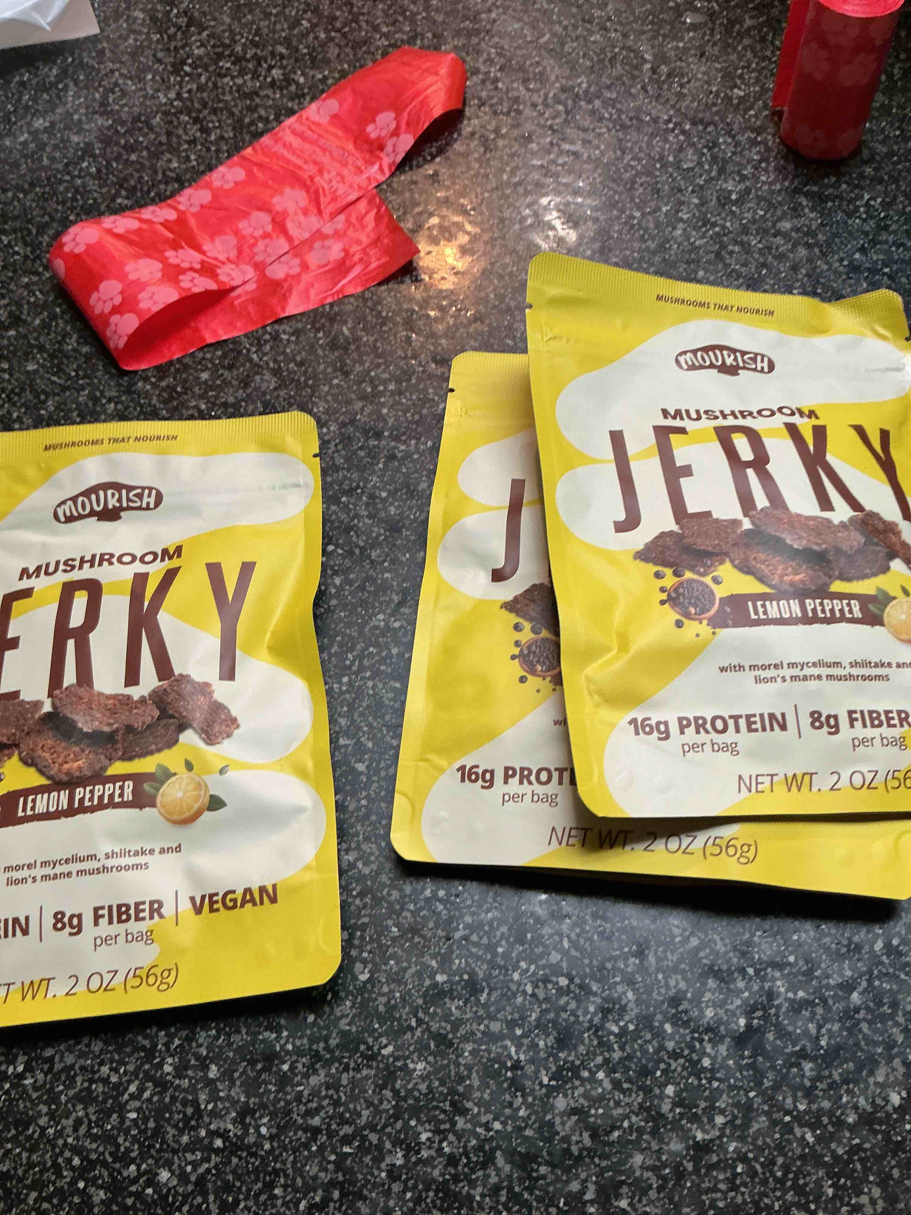 Mourish Mushroom Jerky. Lemon Pepper .2 Oz. 3 Pack