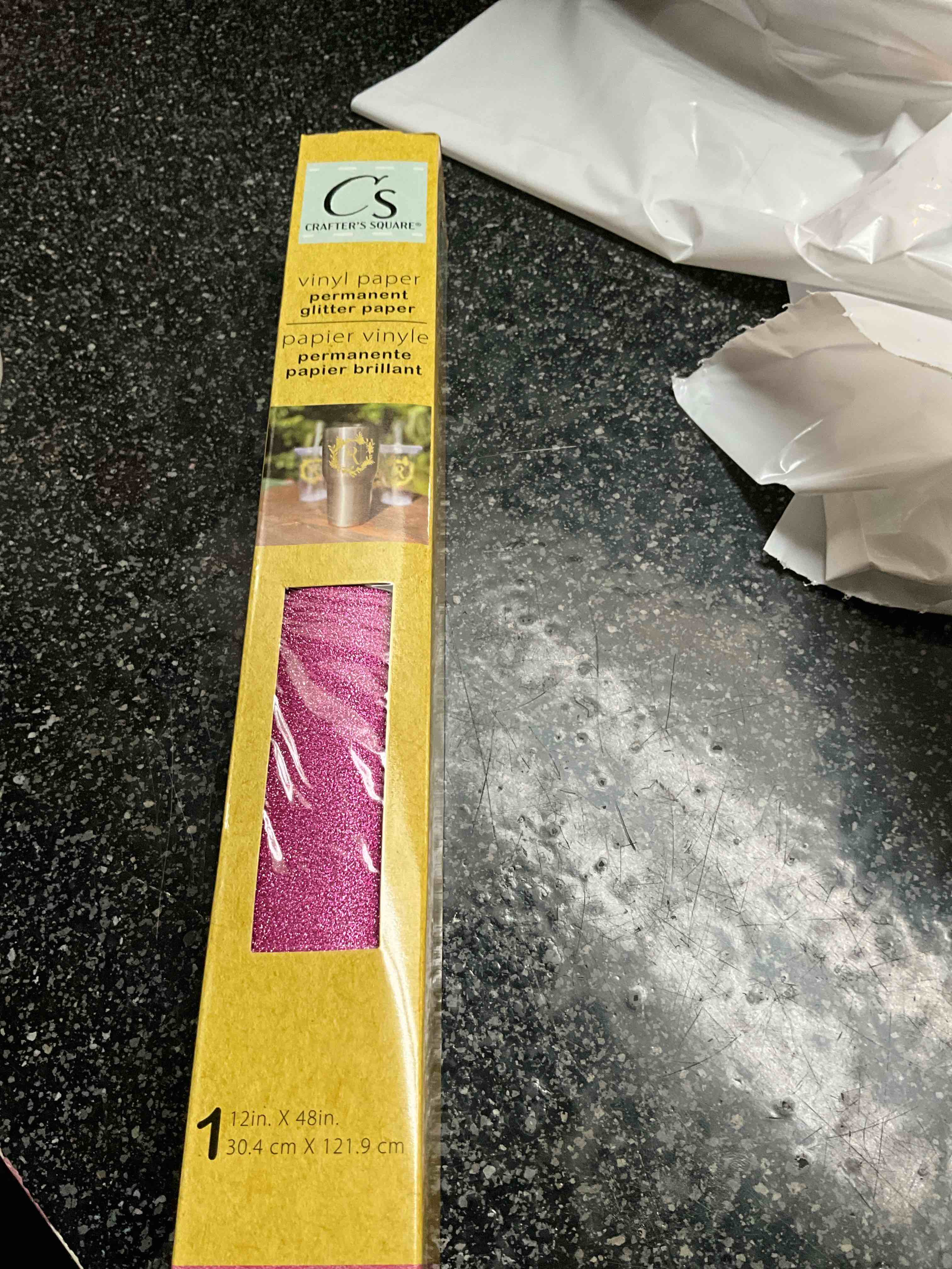 Crafter’s Square - Vinyl Permanent Glitter Paper - 12 x 48 - Pink Sparkle 