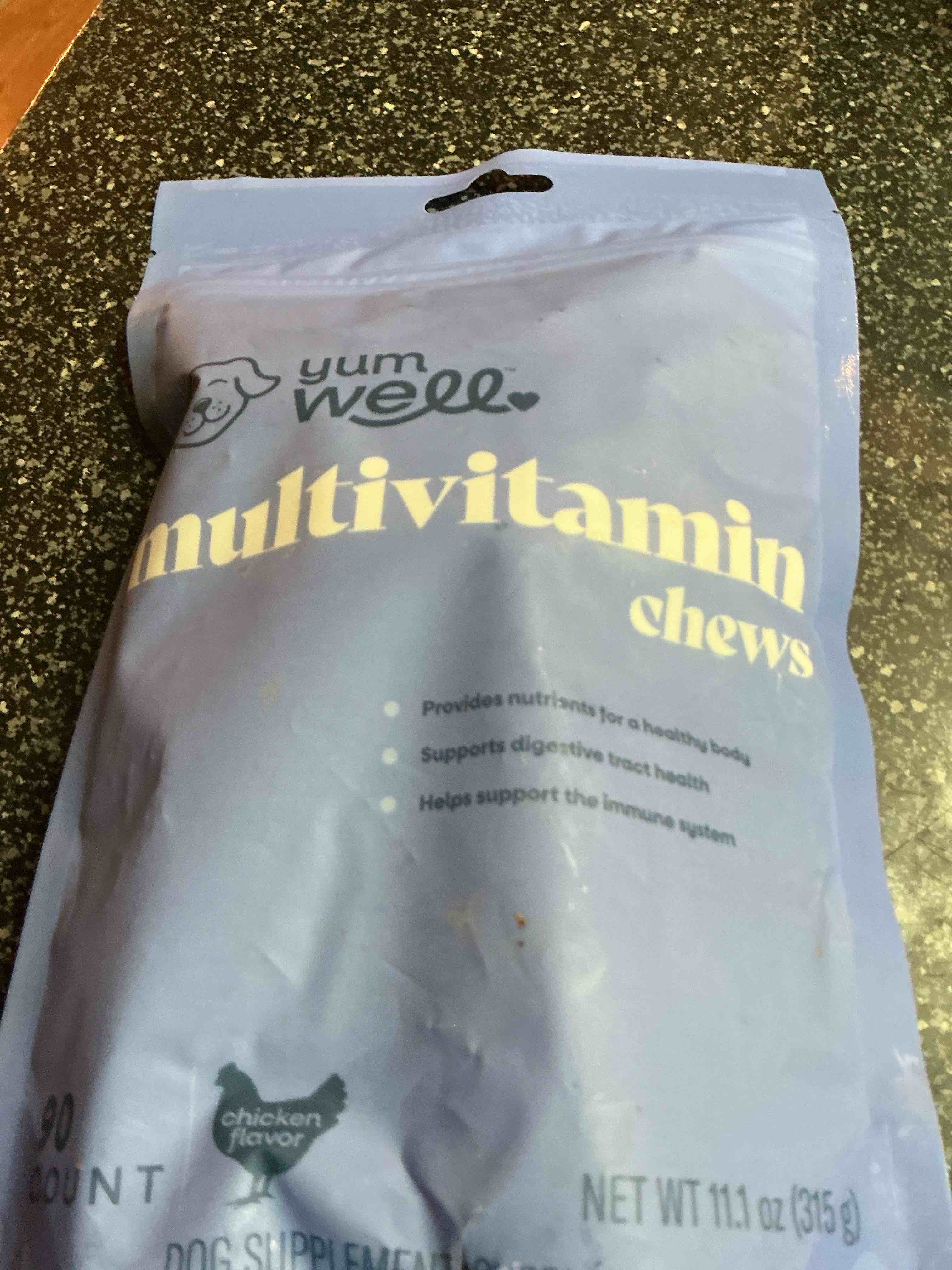 Condition photo showing New/Like New for Yum Well Multivitian Chews 90 Count Wt. 11.1 OZ. 