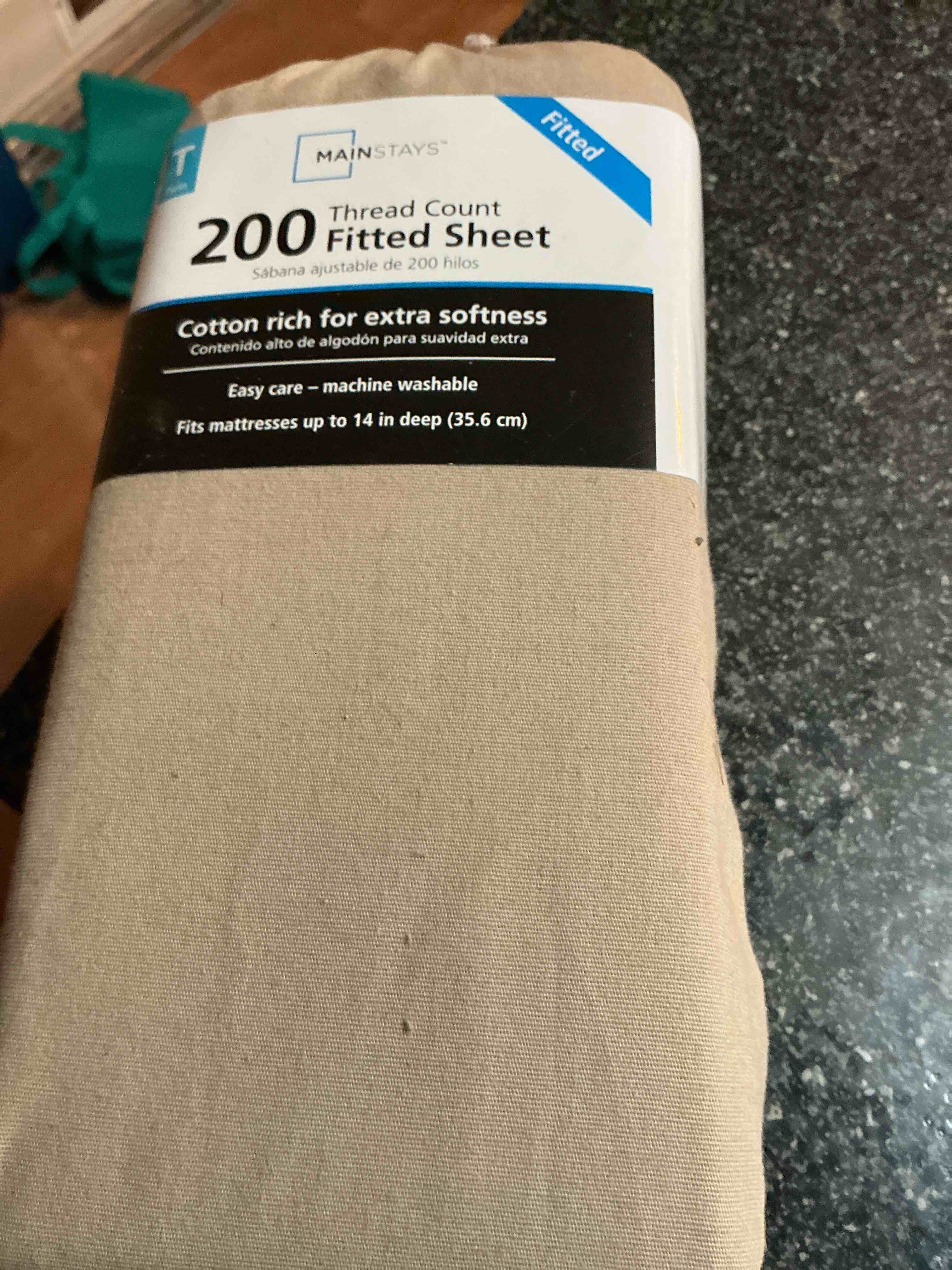 Condition photo showing New/Like New for Mainstay 200 Thread Count Twin Cotton Rich For Extra Softness Fits Up To 14 Inches deep 