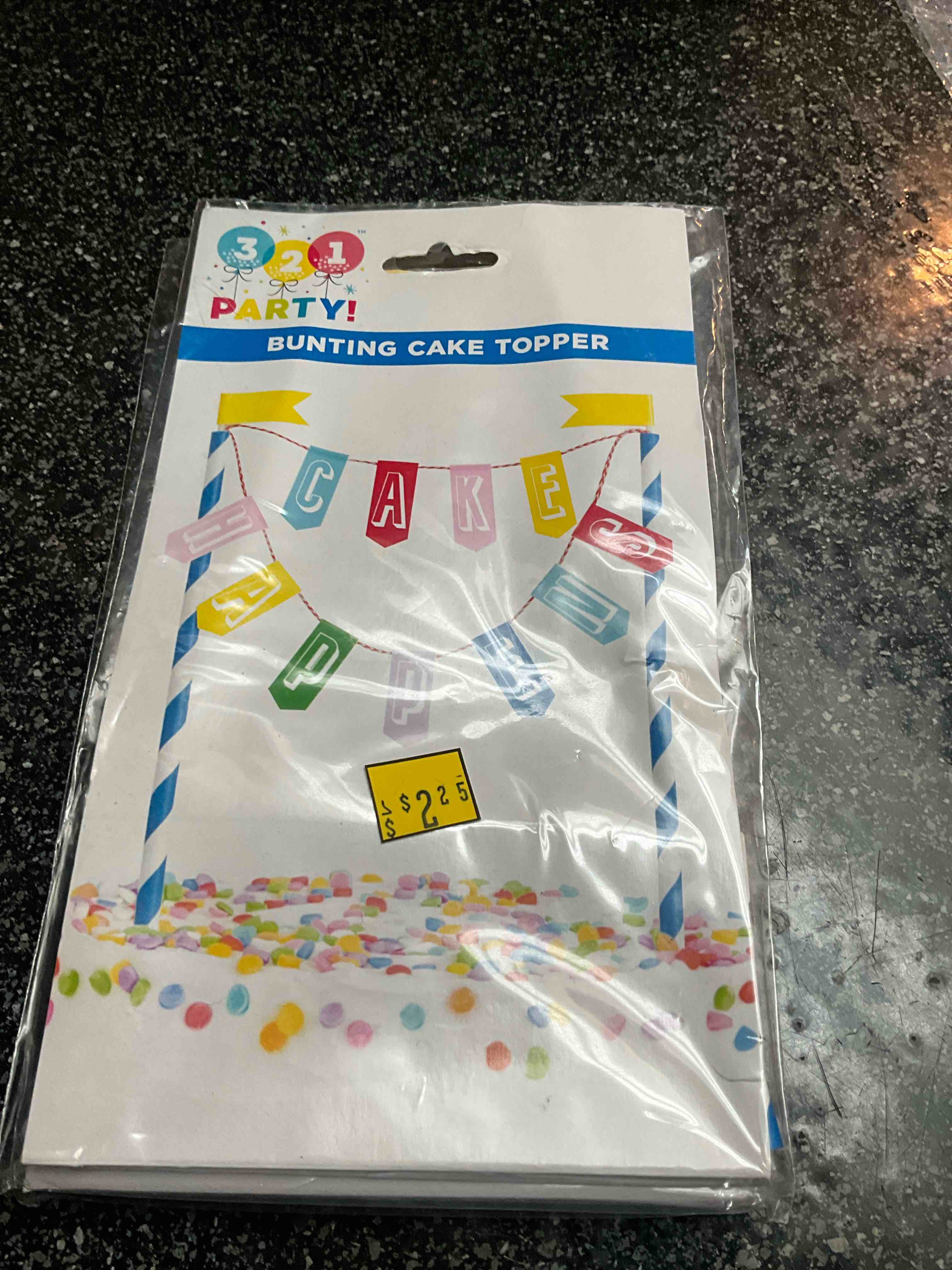 Condition photo showing New/Like New for 3 2 1 Party - Bunting Cake Topper 