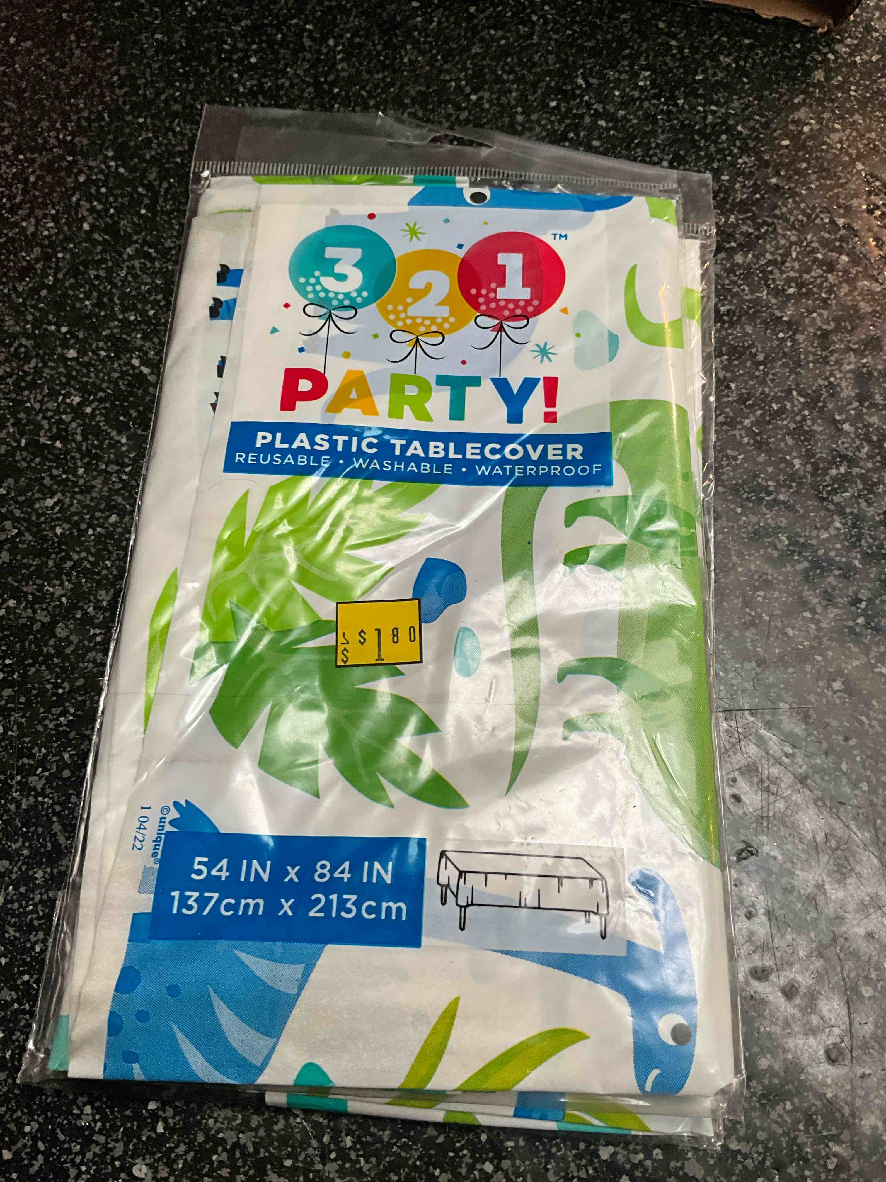 Condition photo showing New/Like New for 3 2 1  Party - Plastic Tablecover - 54 x 84 