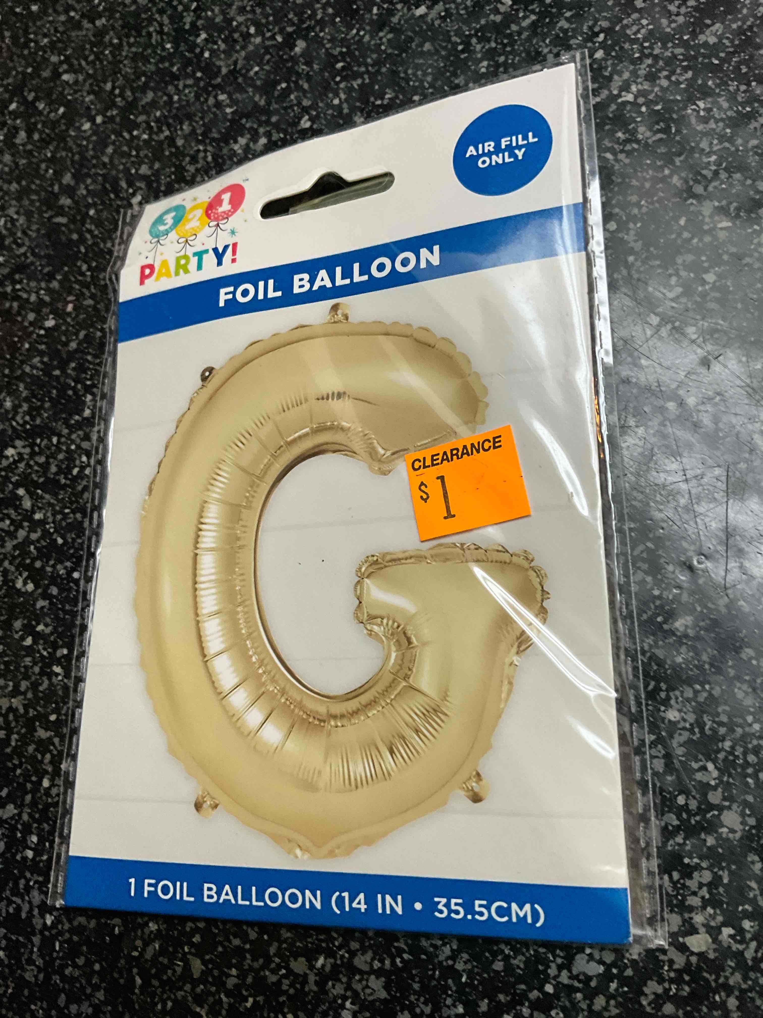 3 2 1 Party - Foil Balloon - “G” 14in