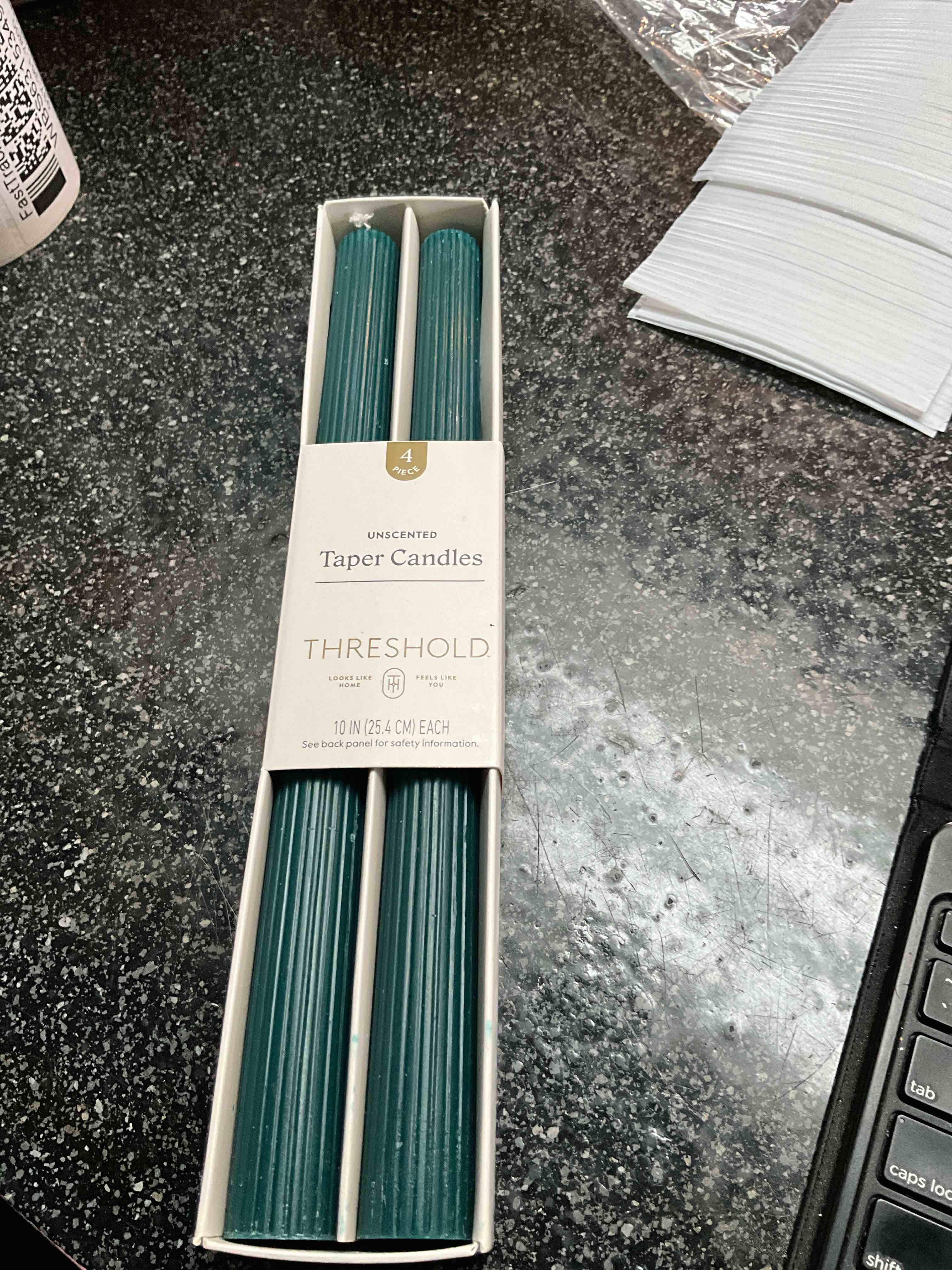 Condition photo showing New/Like New for Threshold - Unscented Taper Candles - 4 piece - Green 