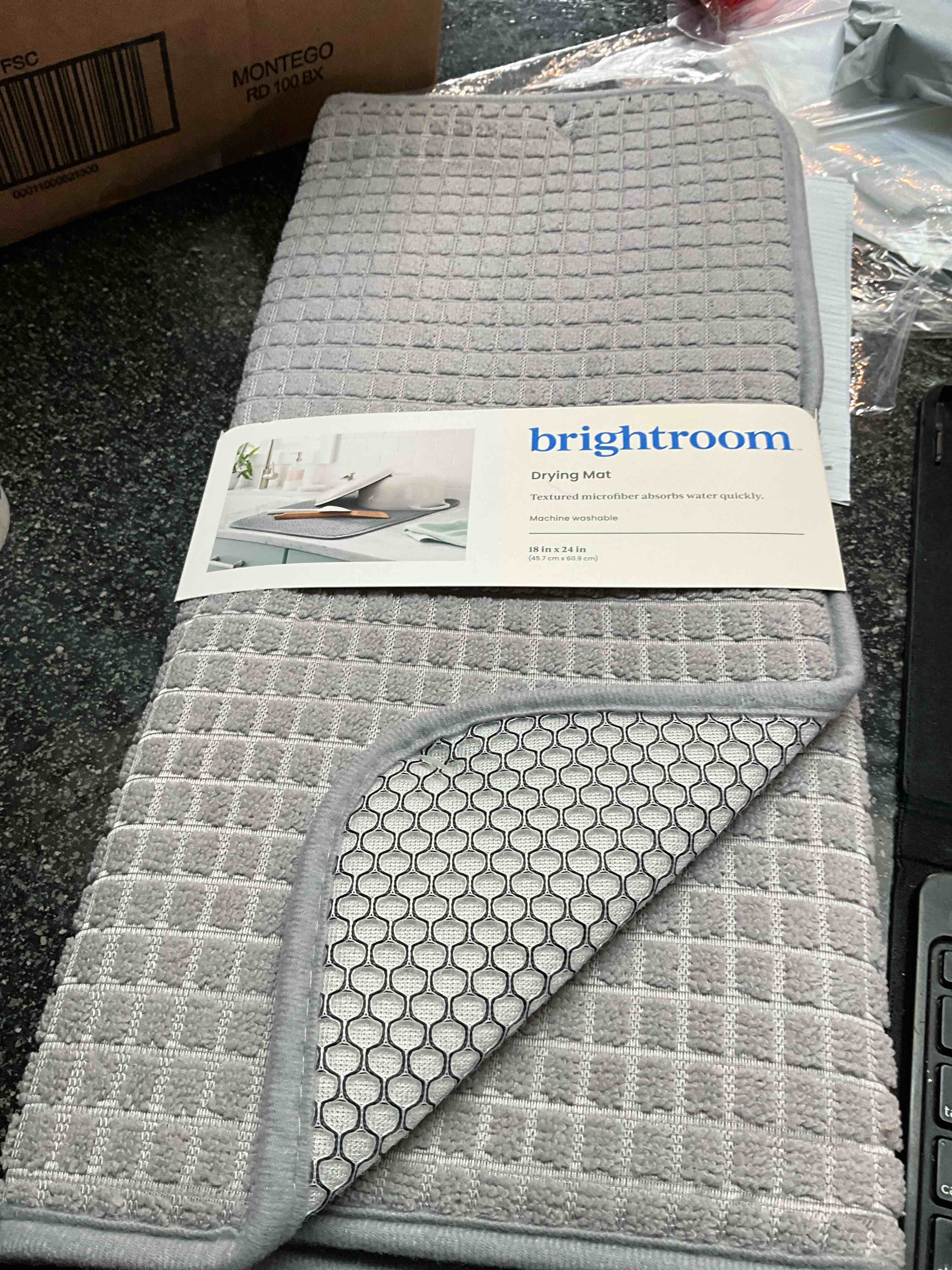 Condition photo showing New/Like New for Brightroom - Drying Mat - Textured Microfiber Absorbs Water Quickly - 18 x 24 - Grey 