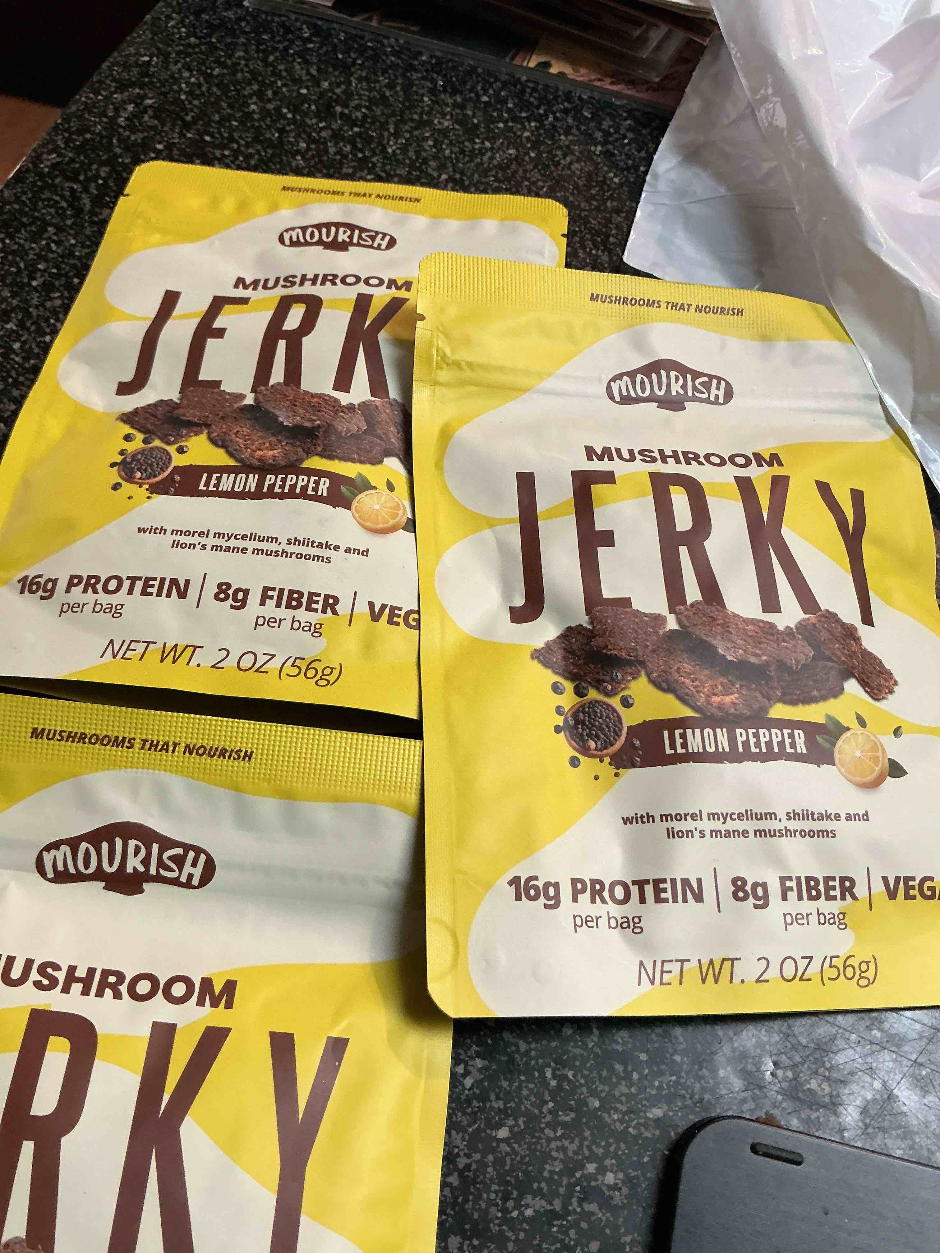 Mourish Mushroom Jerky Lemon Pepper - 2 Oz.  Pack Of 3 