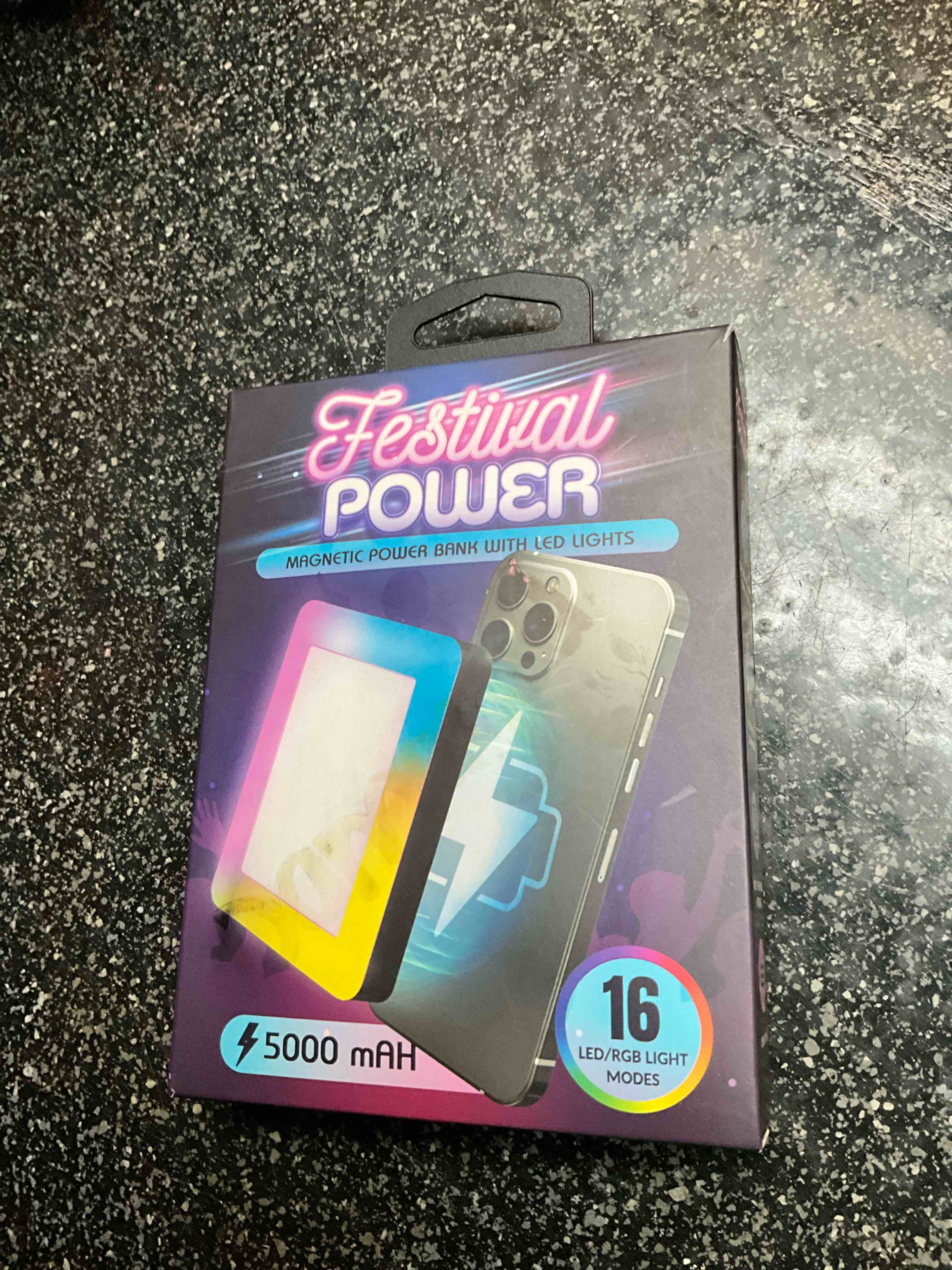 Condition photo showing New/Like New for I Joy - Festival Power - Magnetic Power Bank with LED Lights - 5000 mah - 16/RGB Light Modes  