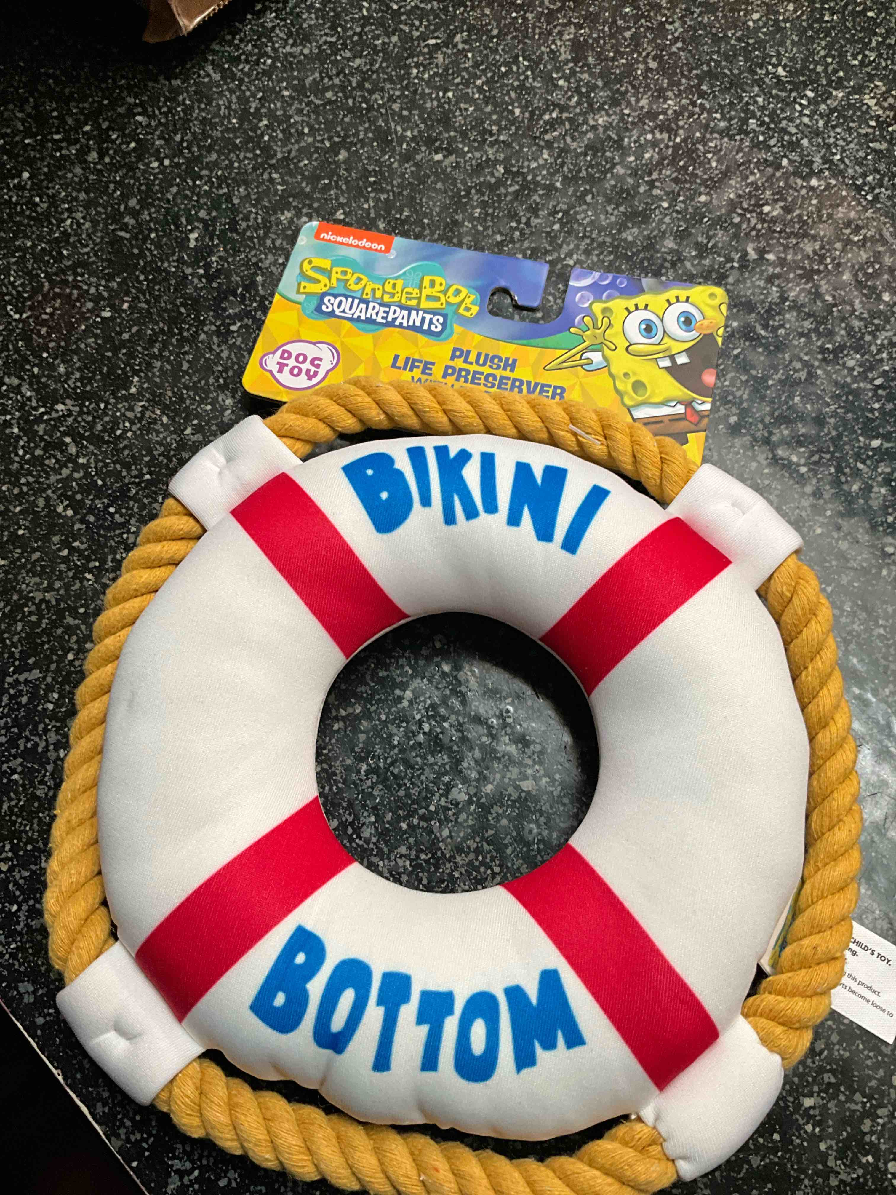 Nickelodeon - SpongeBob SquarePants - Plush Life Preserver with Rope Tub - Pet Toy 