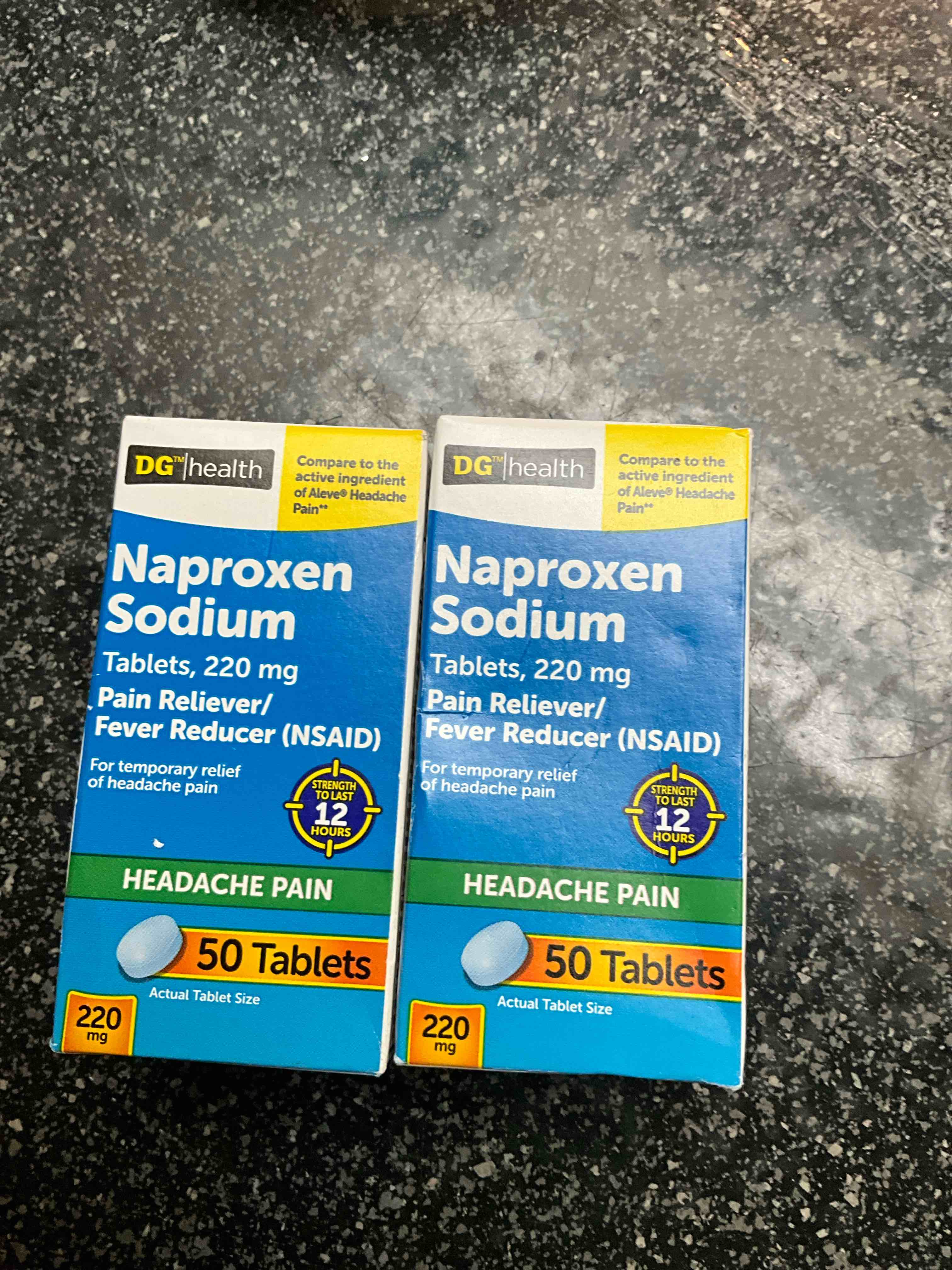 DG Health - Naproxen Sodium Tablets 220 mg - 50 Tablets 