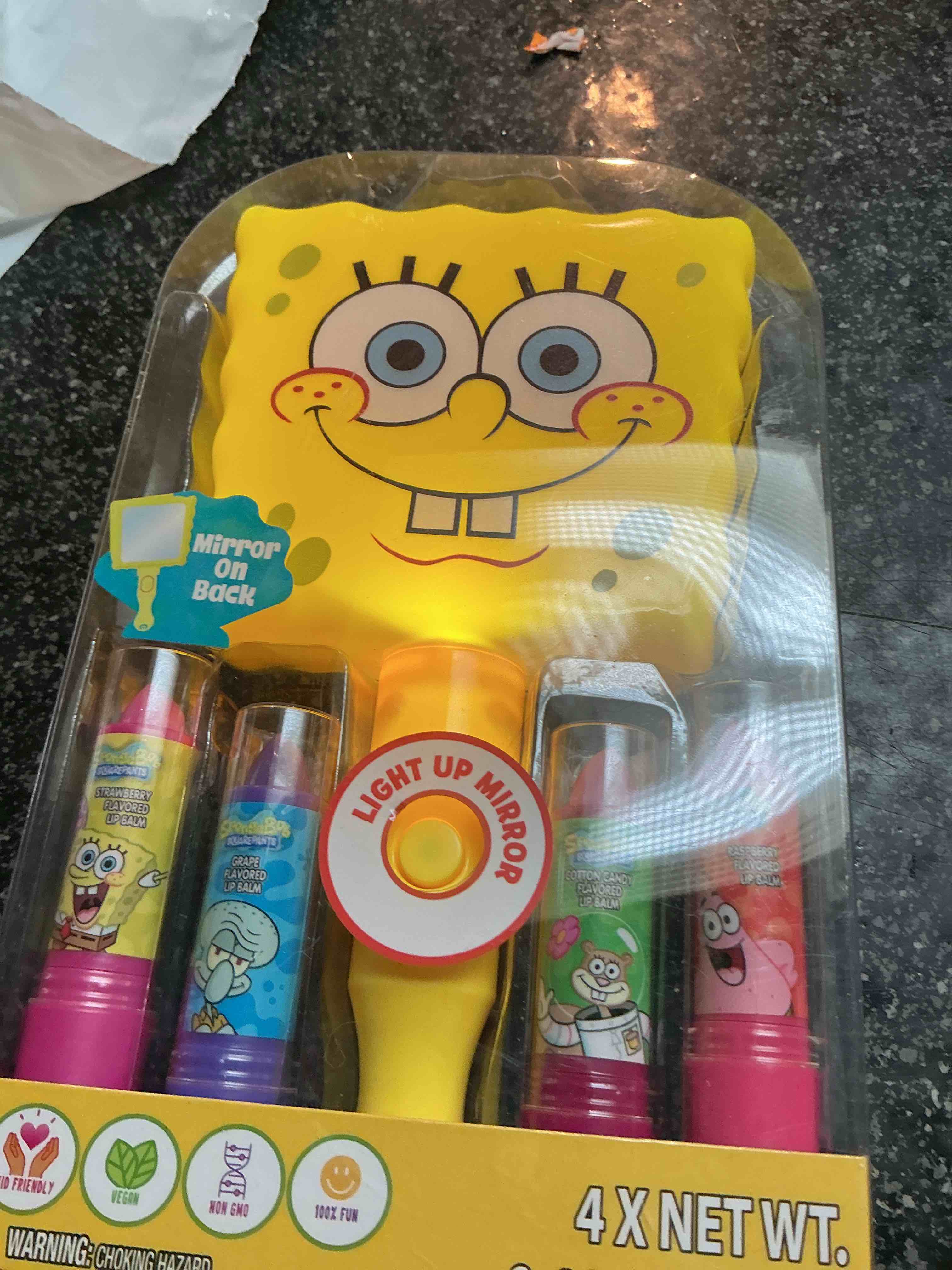 Sponge Bob Light Up Mirror with 4 plant based lip gloss