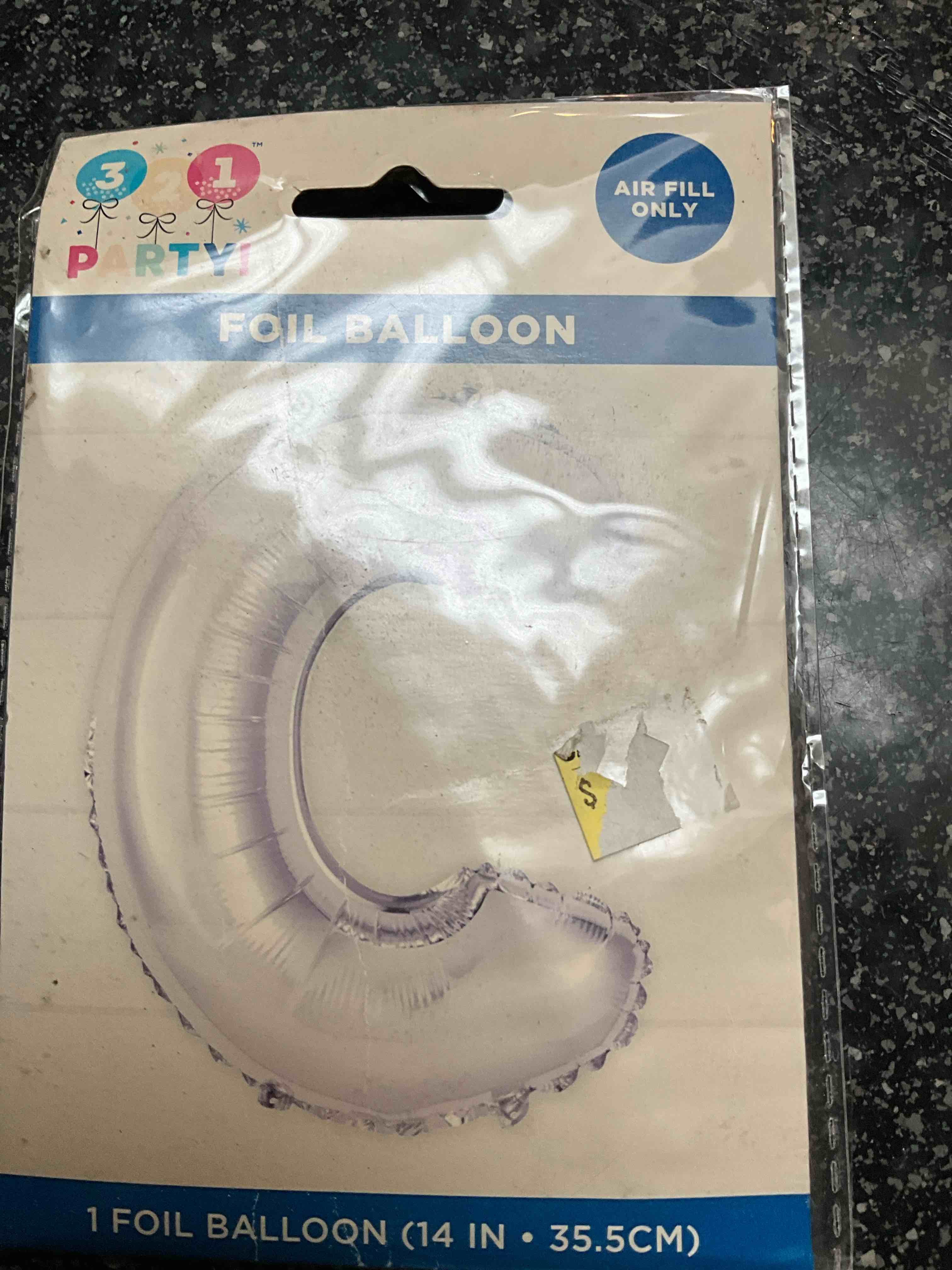 3 2 1 Party - Gold - “C” 14 in Mylar Balloon 