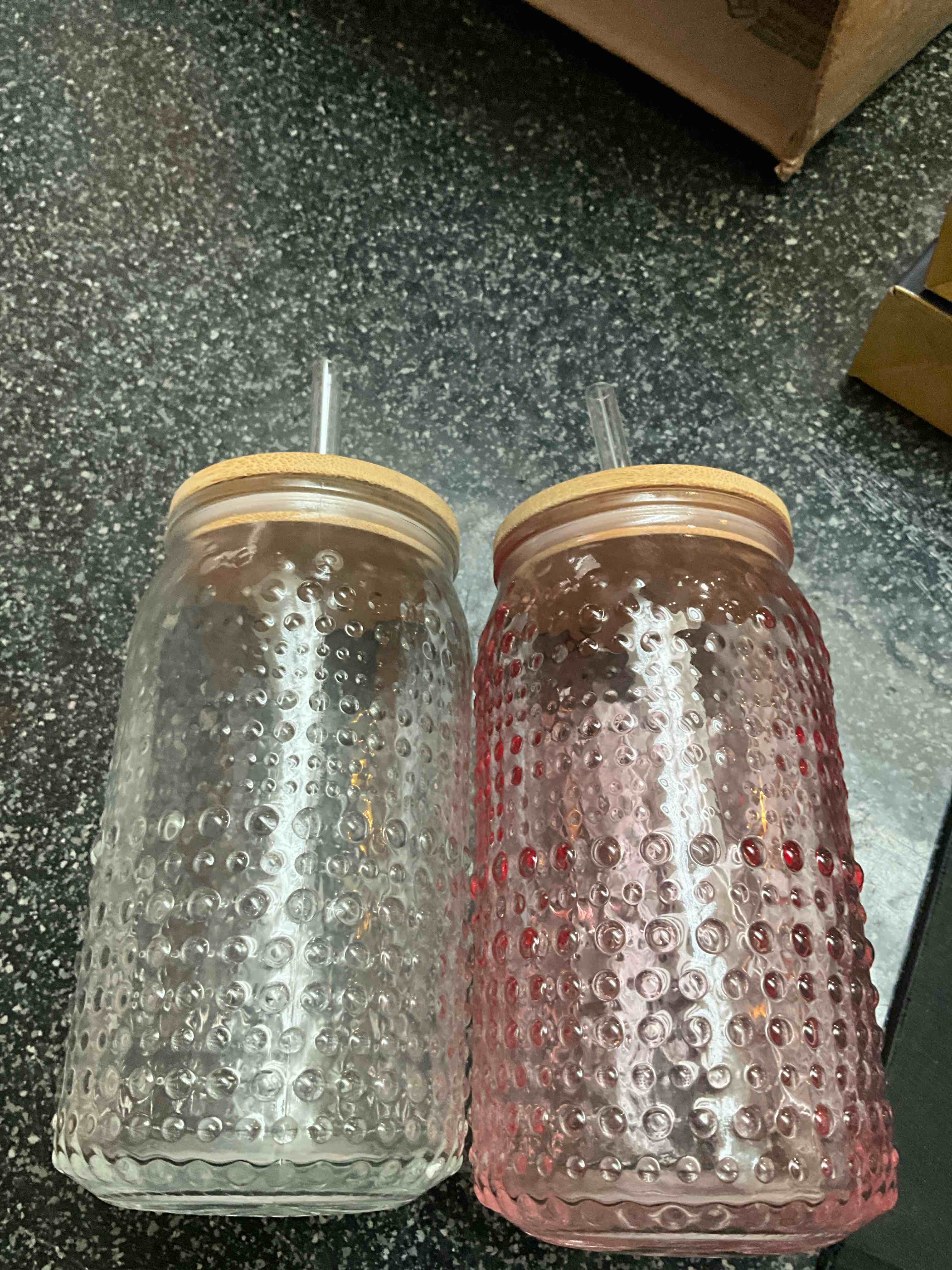 glass tumbler - 16oz - with lid & straw 