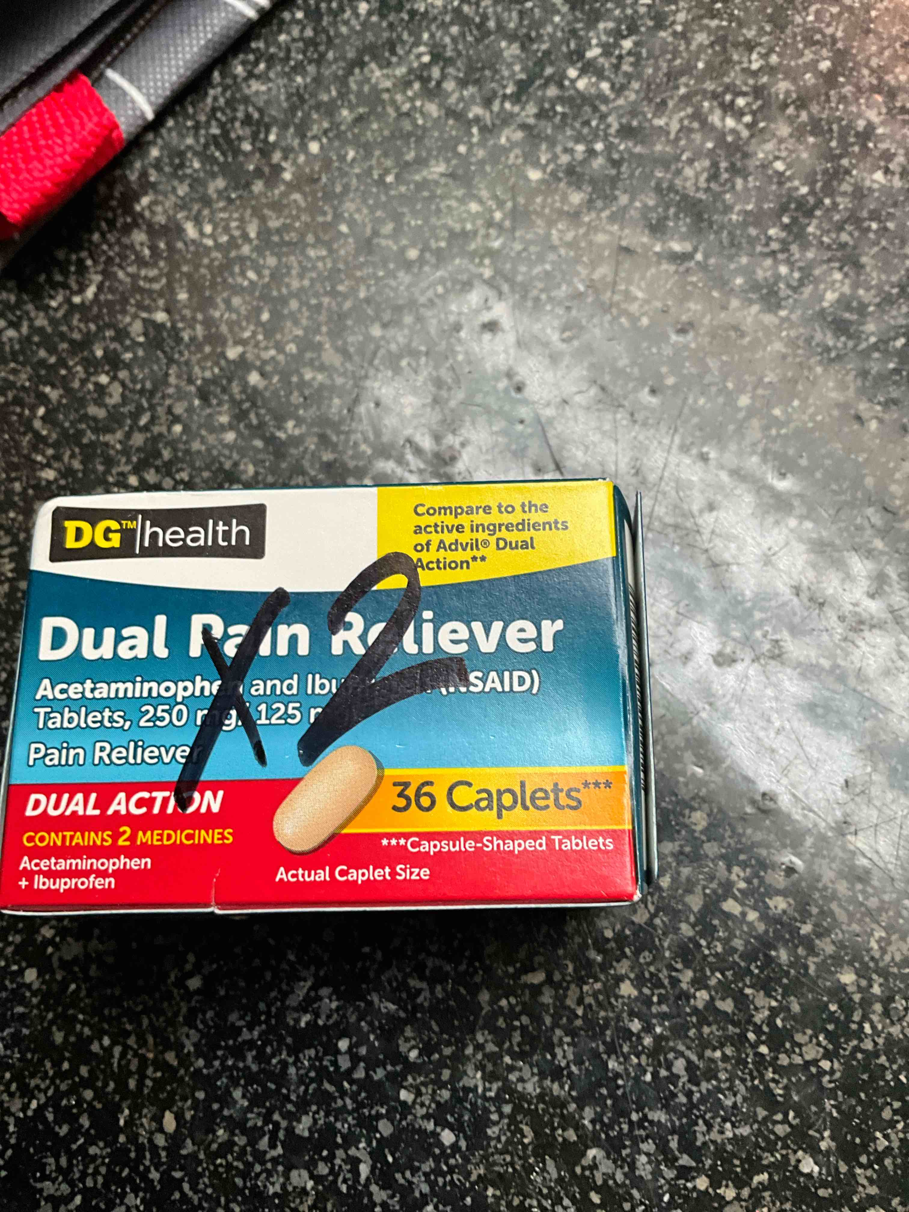 DG Health - Dual Pain Reliever - contains 2 medicines - 36 caplets 