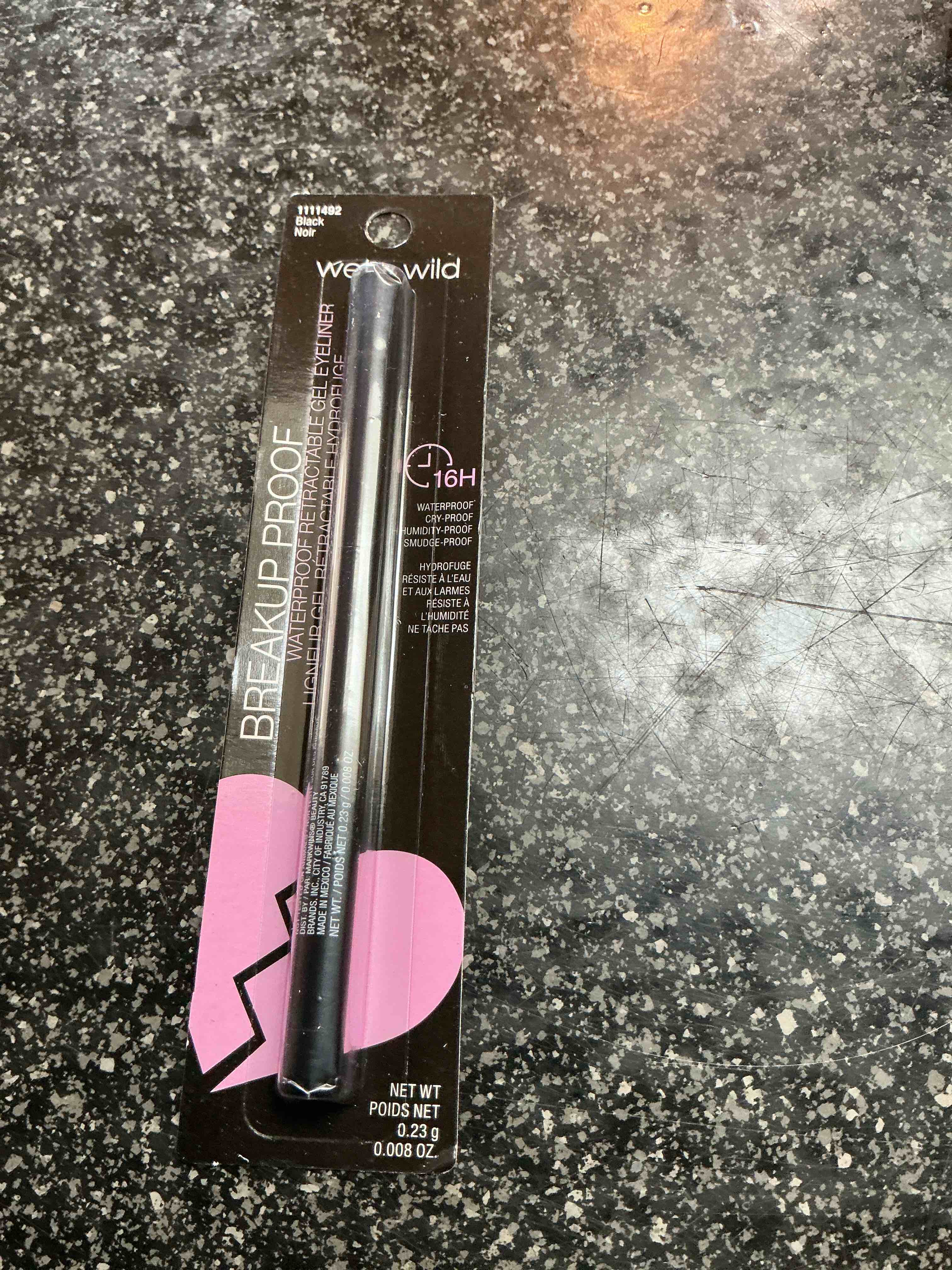 wet n wild mega last breakup proof retractable eyeliner - ultra-fine brush, waterproof,16-hour long-lasting wear - cruelty-free & vegan - black