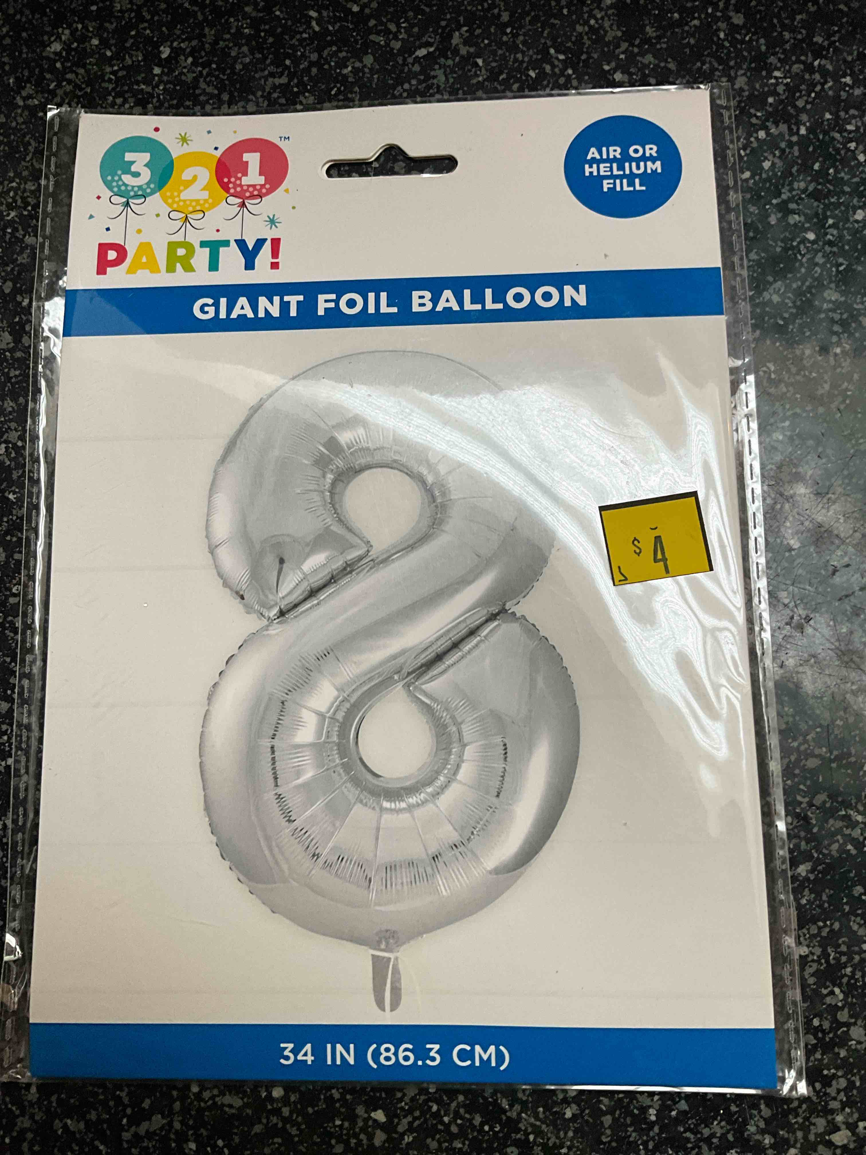 Giant Foil Balloon - Silver - 34” - “8” 