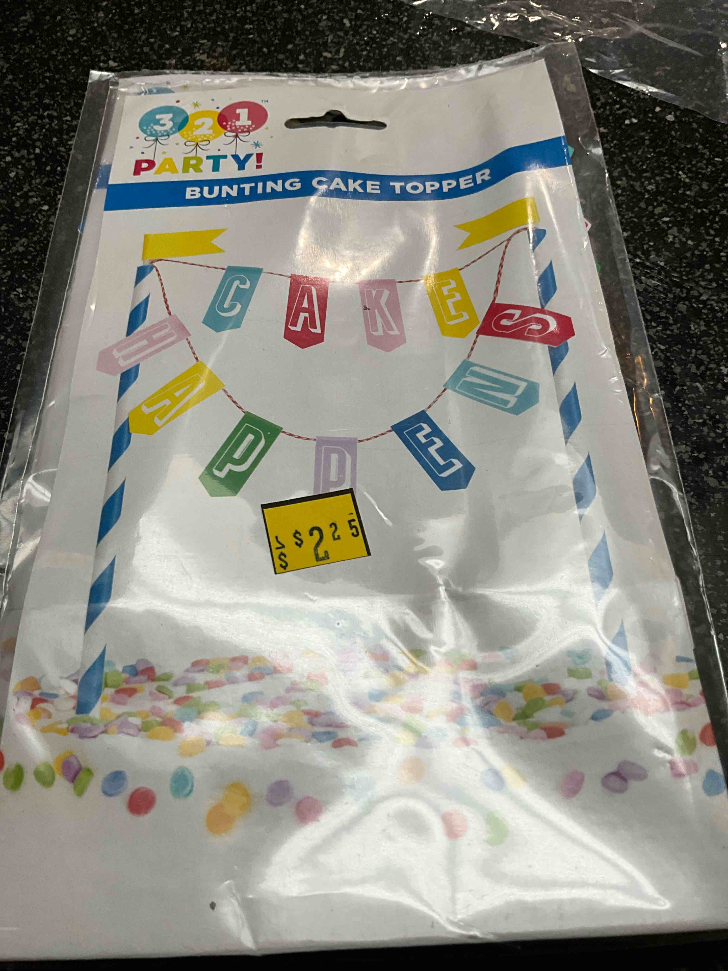 3 2 1 Party - Bunting Cake Topper