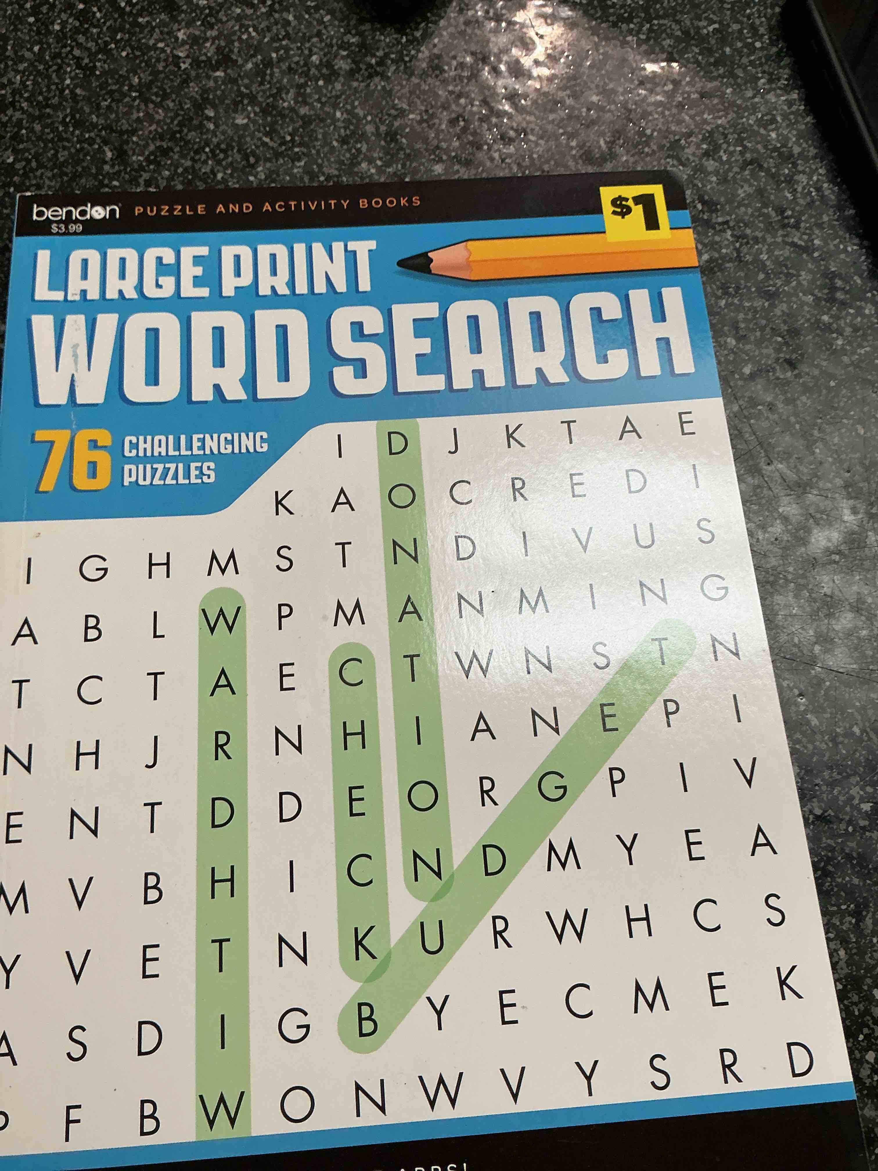 Bendon Puzzle & Activity Books Large Print Word Search 76 Challenging Puzzle 