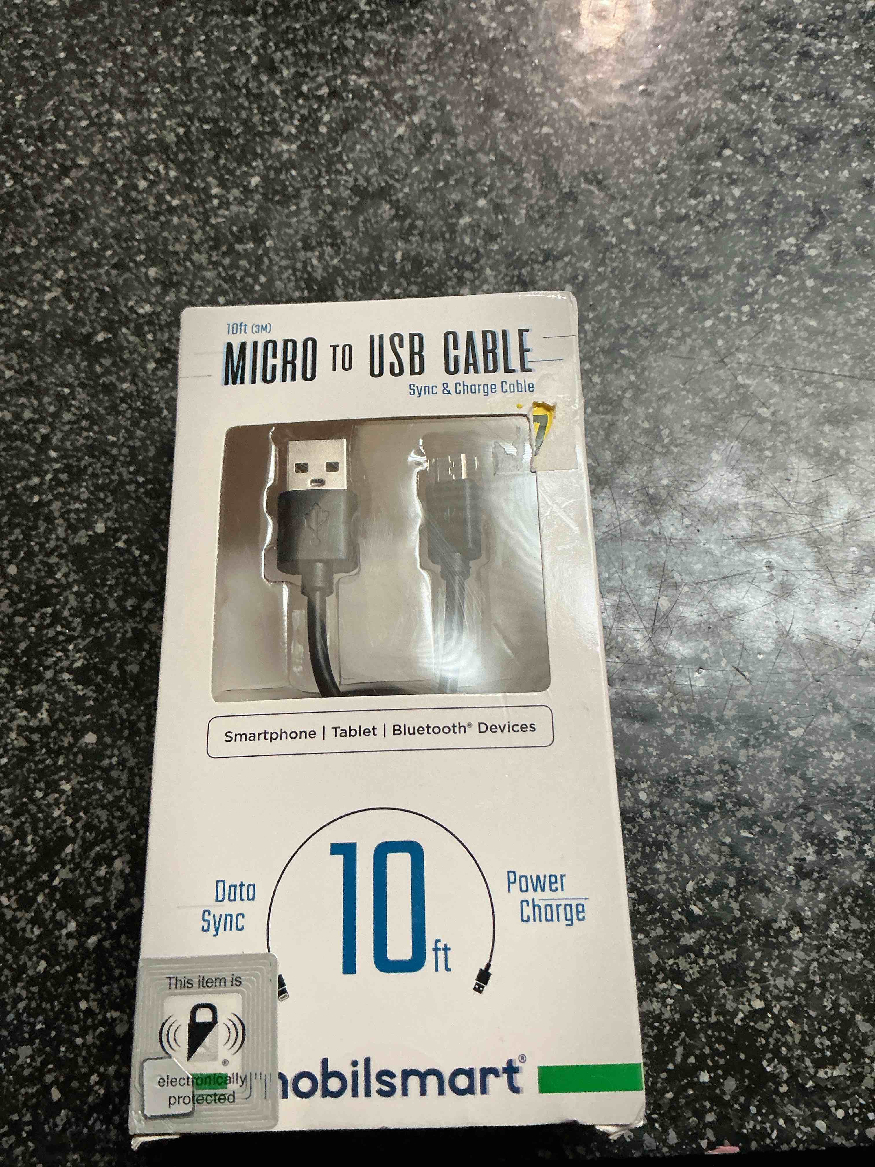 Micro To USB Cable Sync. Charging Cable 10 Ft.