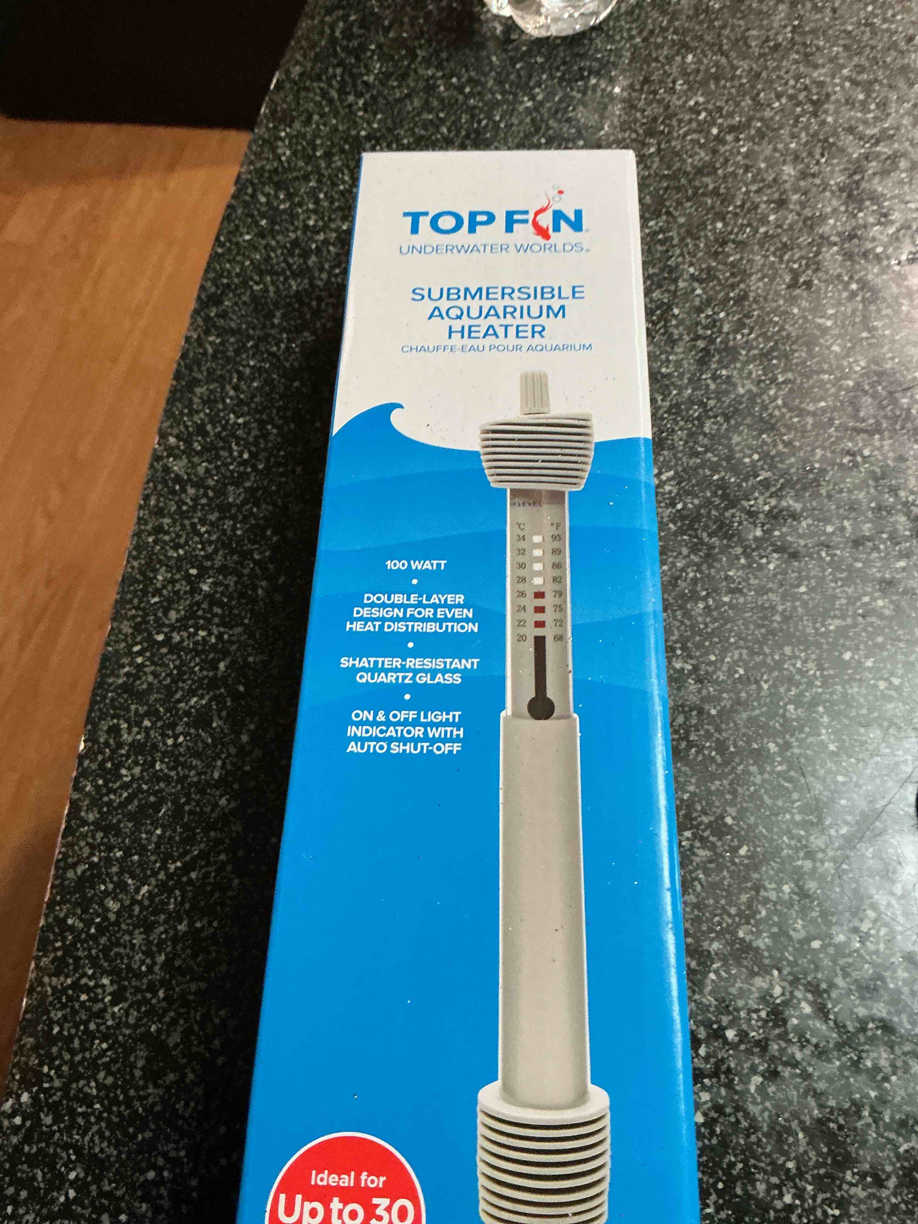 top  - fin submersible aquarium heater  up to 30 gallons 