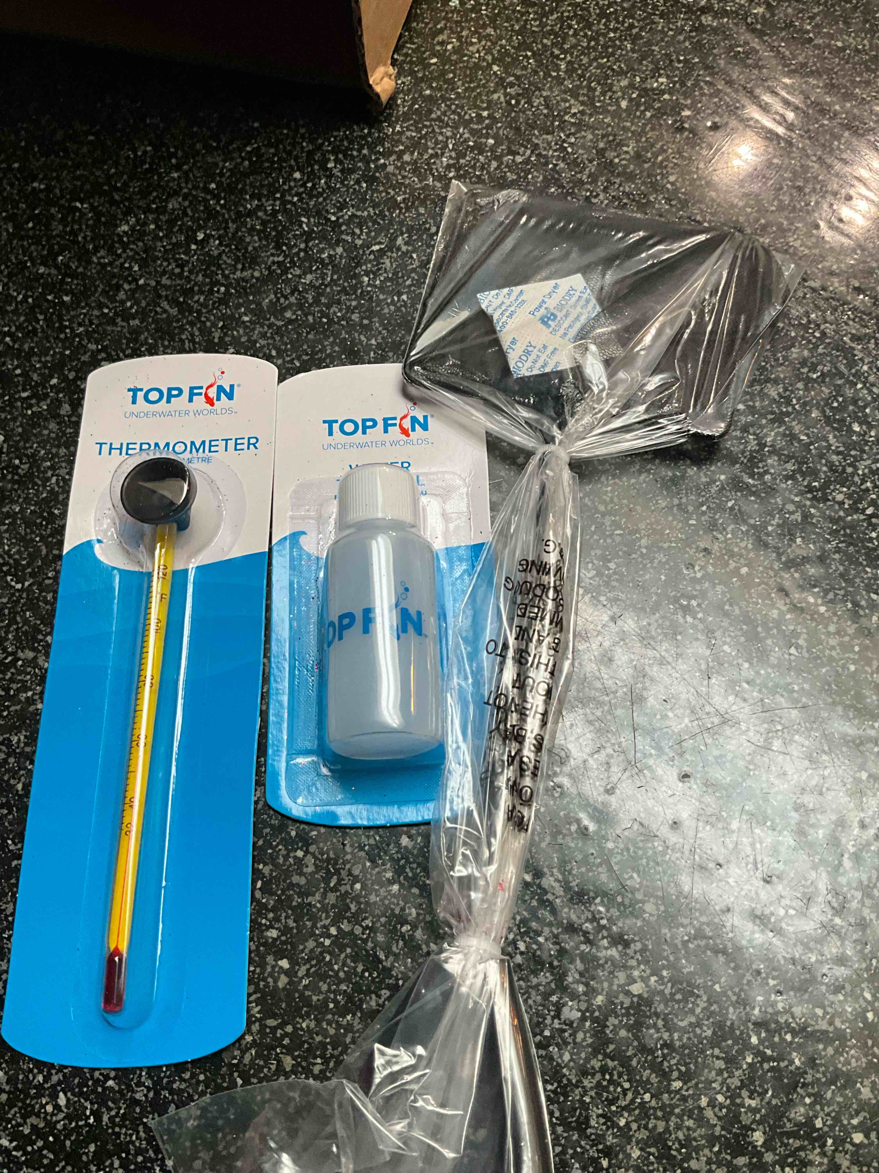 Fish Tank Essentials Set - fish net/water test vial/thermometer 