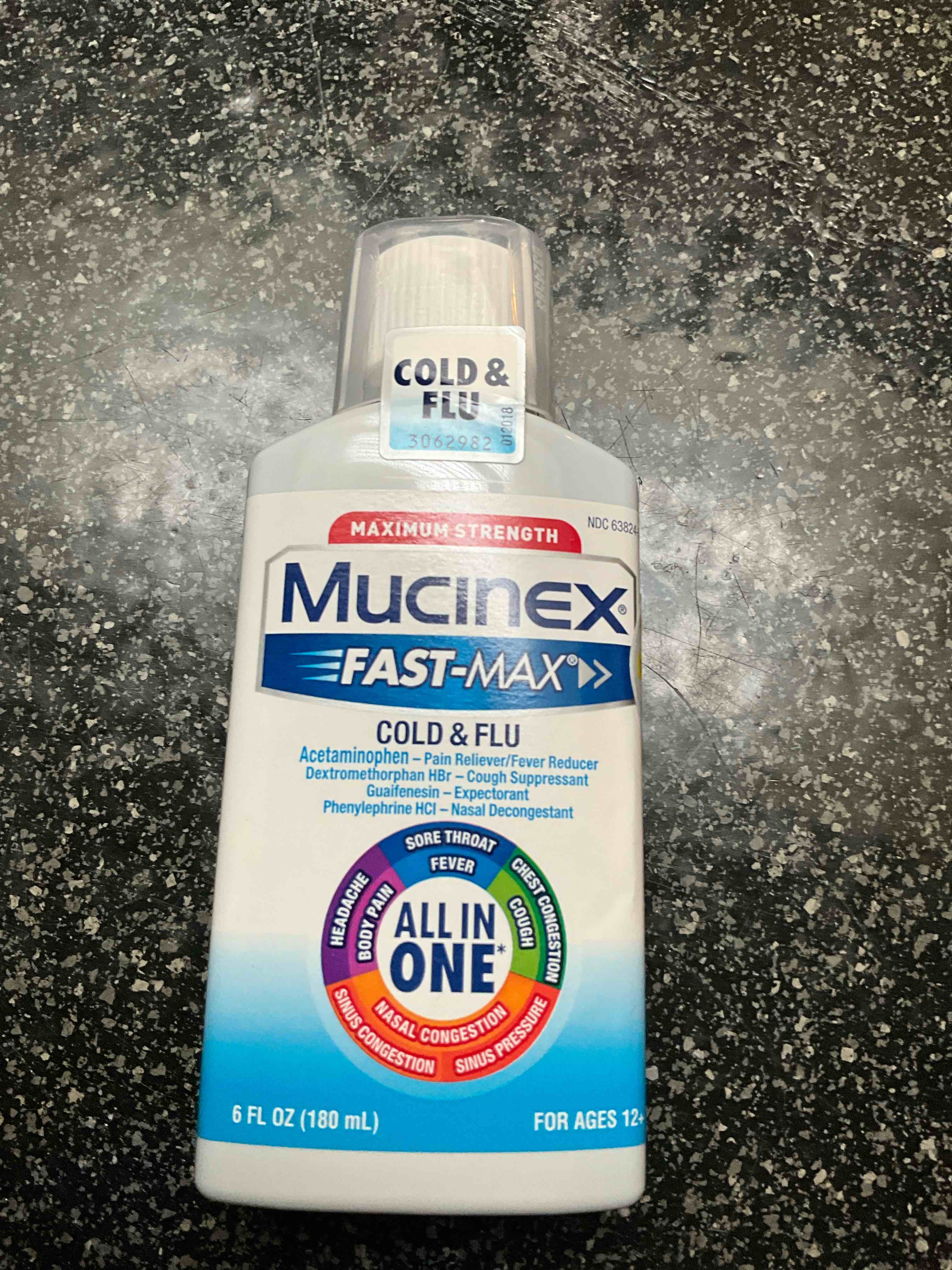 mucinex fast-max cold & flu all-in-one maximum strength liquid, 6 fl. oz.