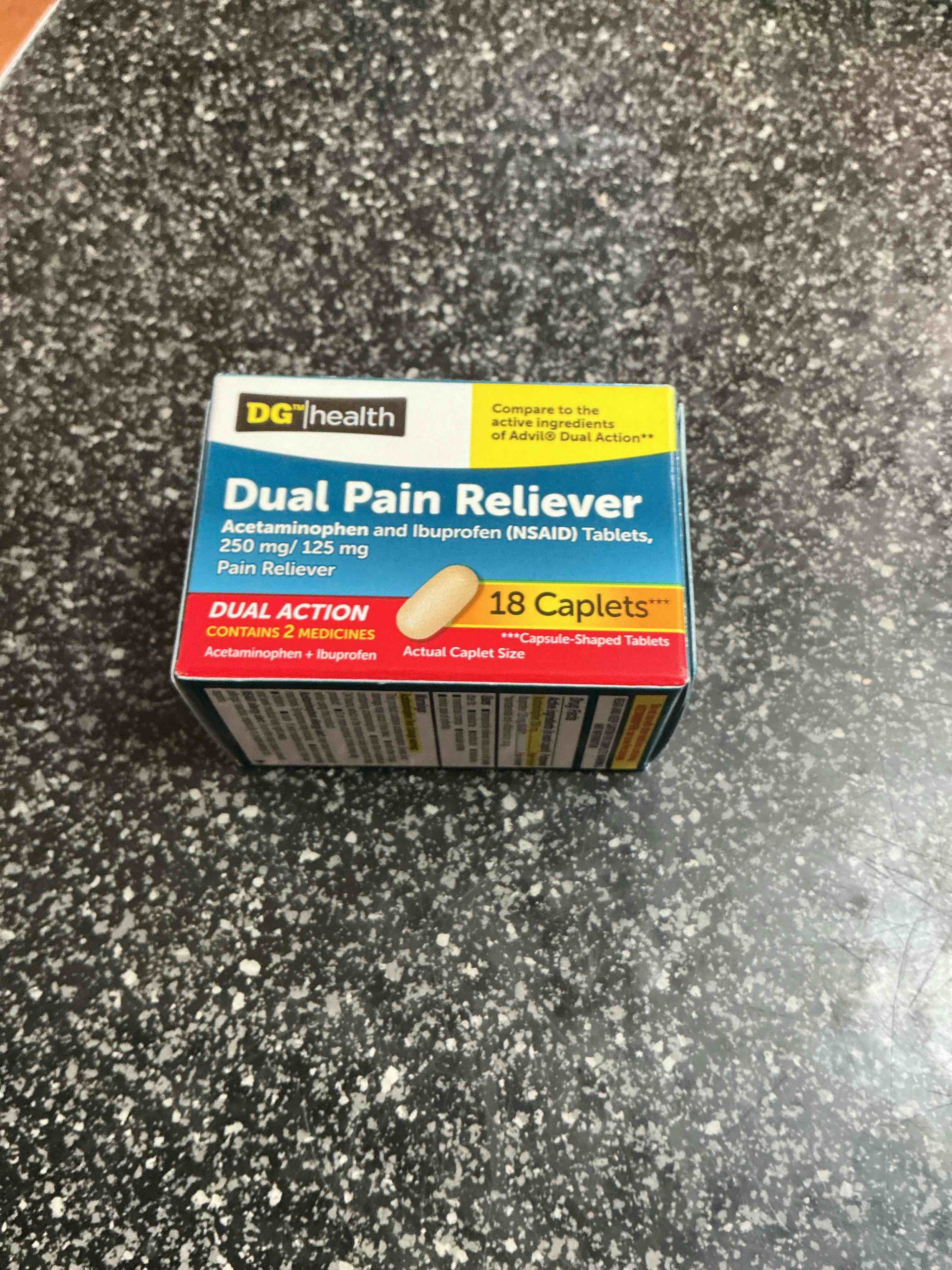 dg health dual pain reliever 18 caplets 