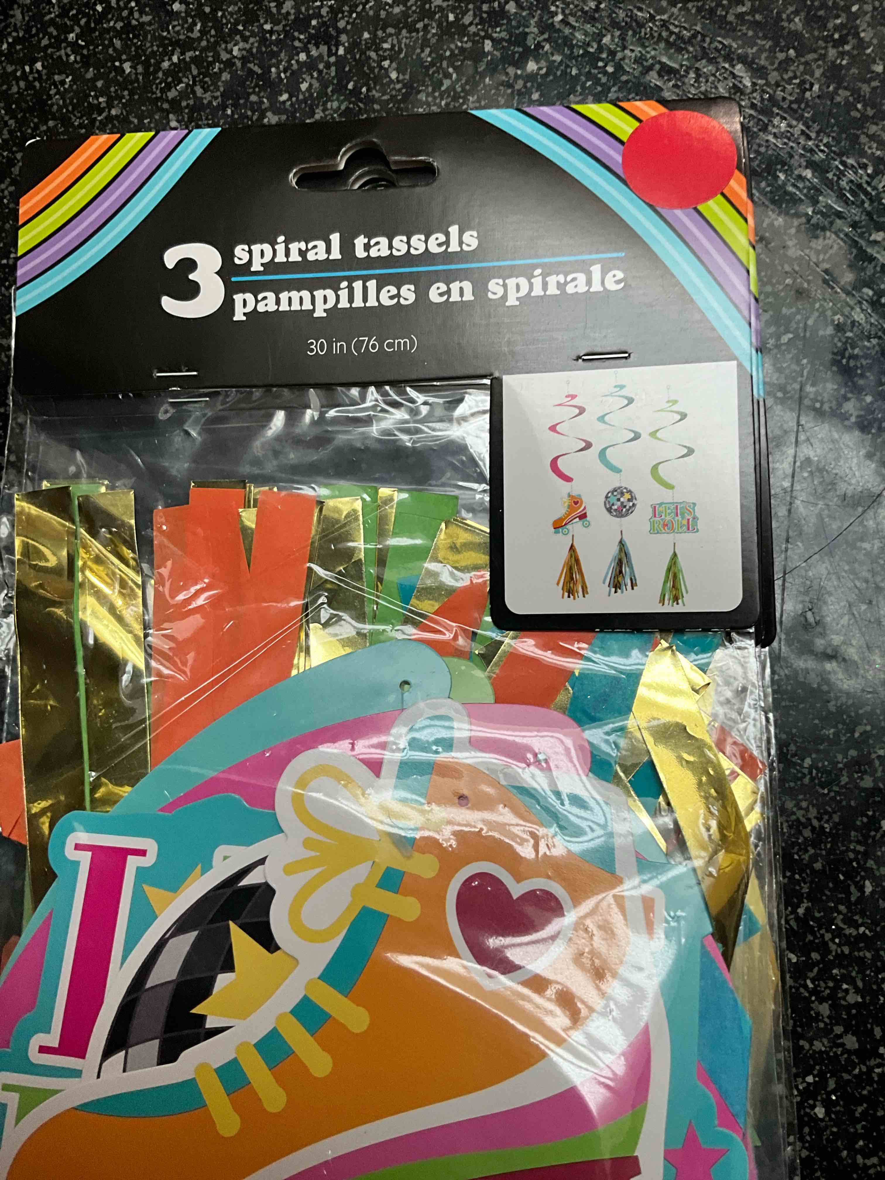 3 Spiral Tassels - 30” - Skate Party 