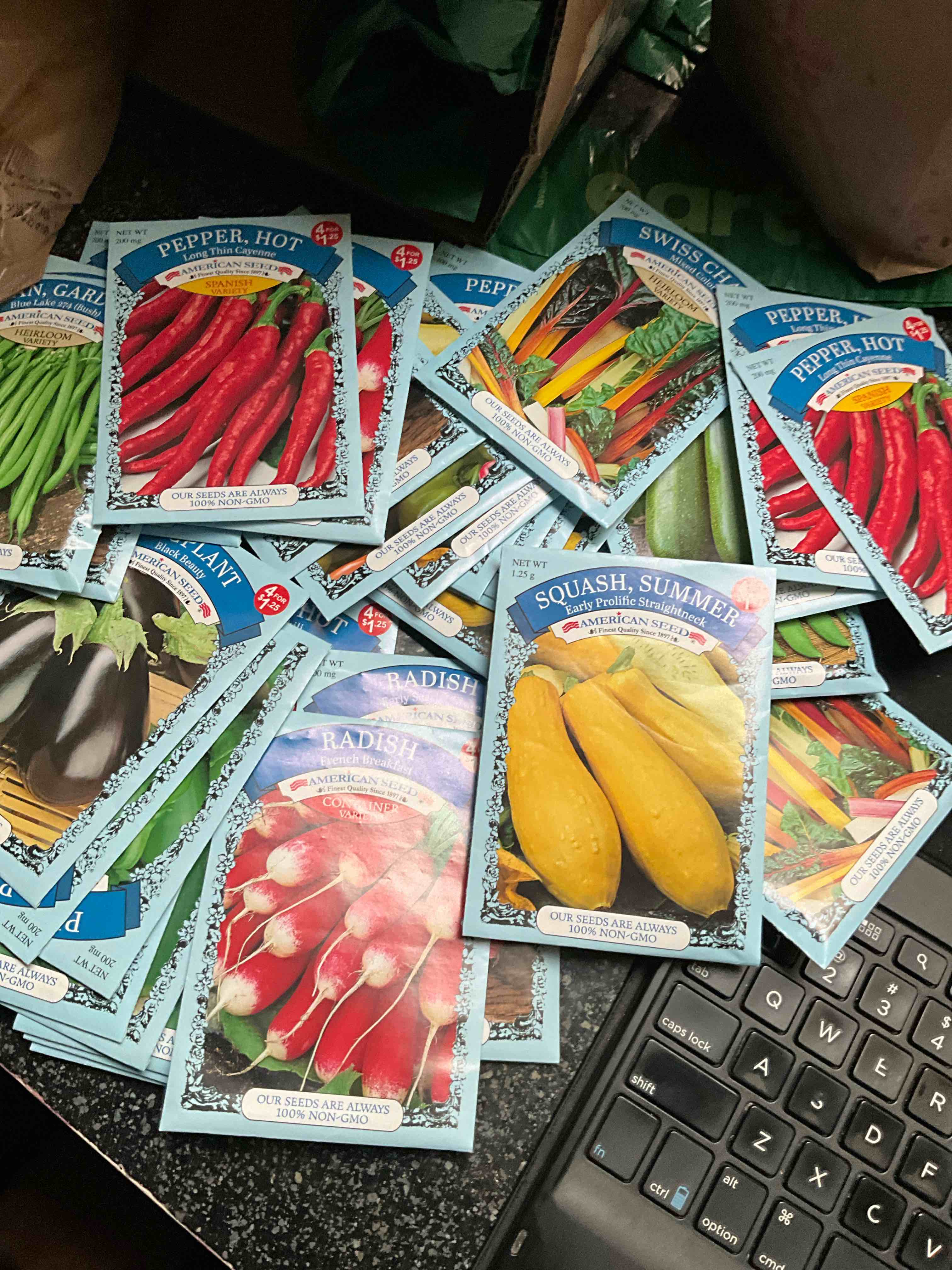 LOT - Garden Seeds - peppers/ beans/eggplant/radish/Squash …..  