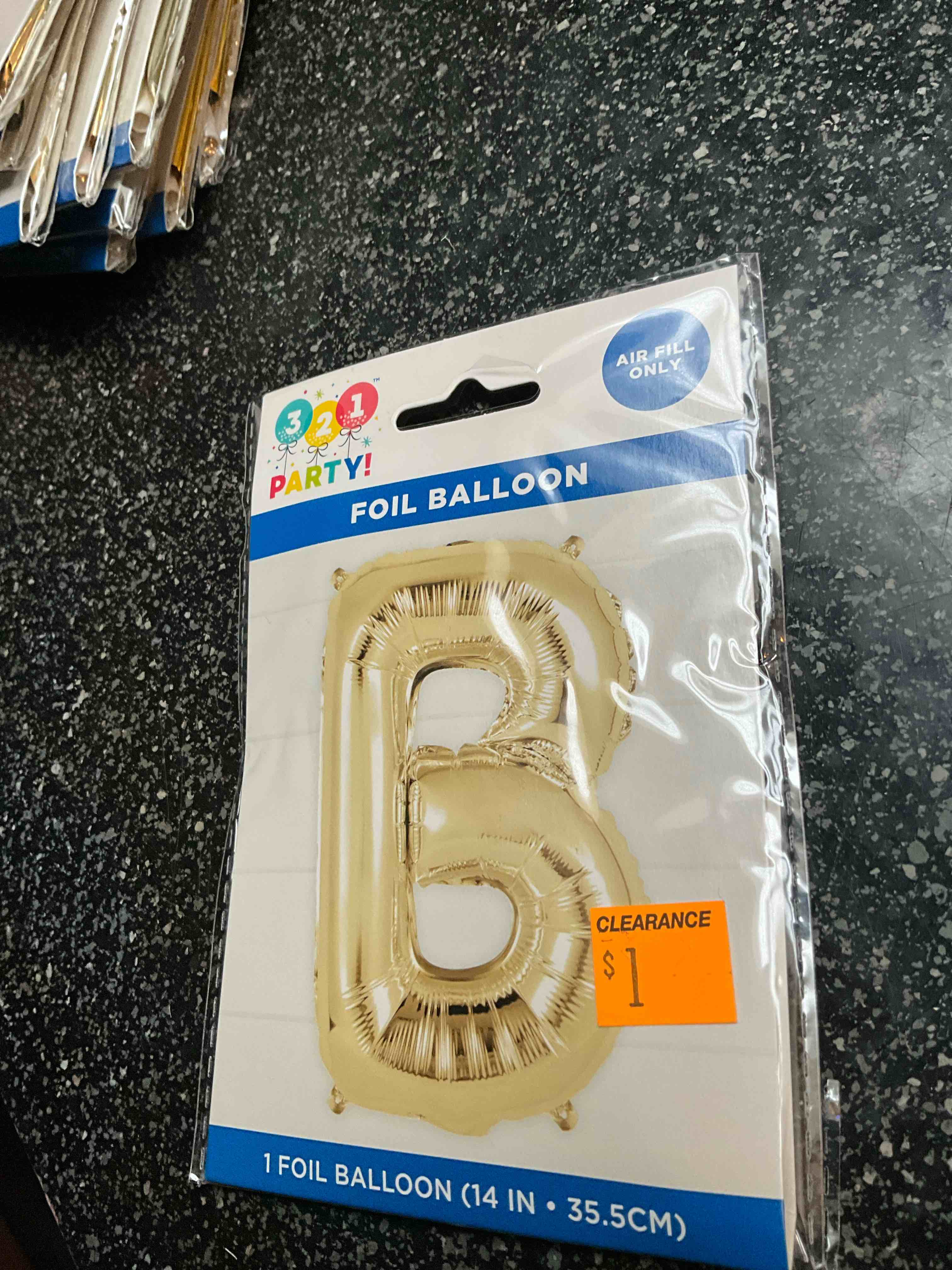 3 2 1 Party - Foil Balloon - Gold “B” 