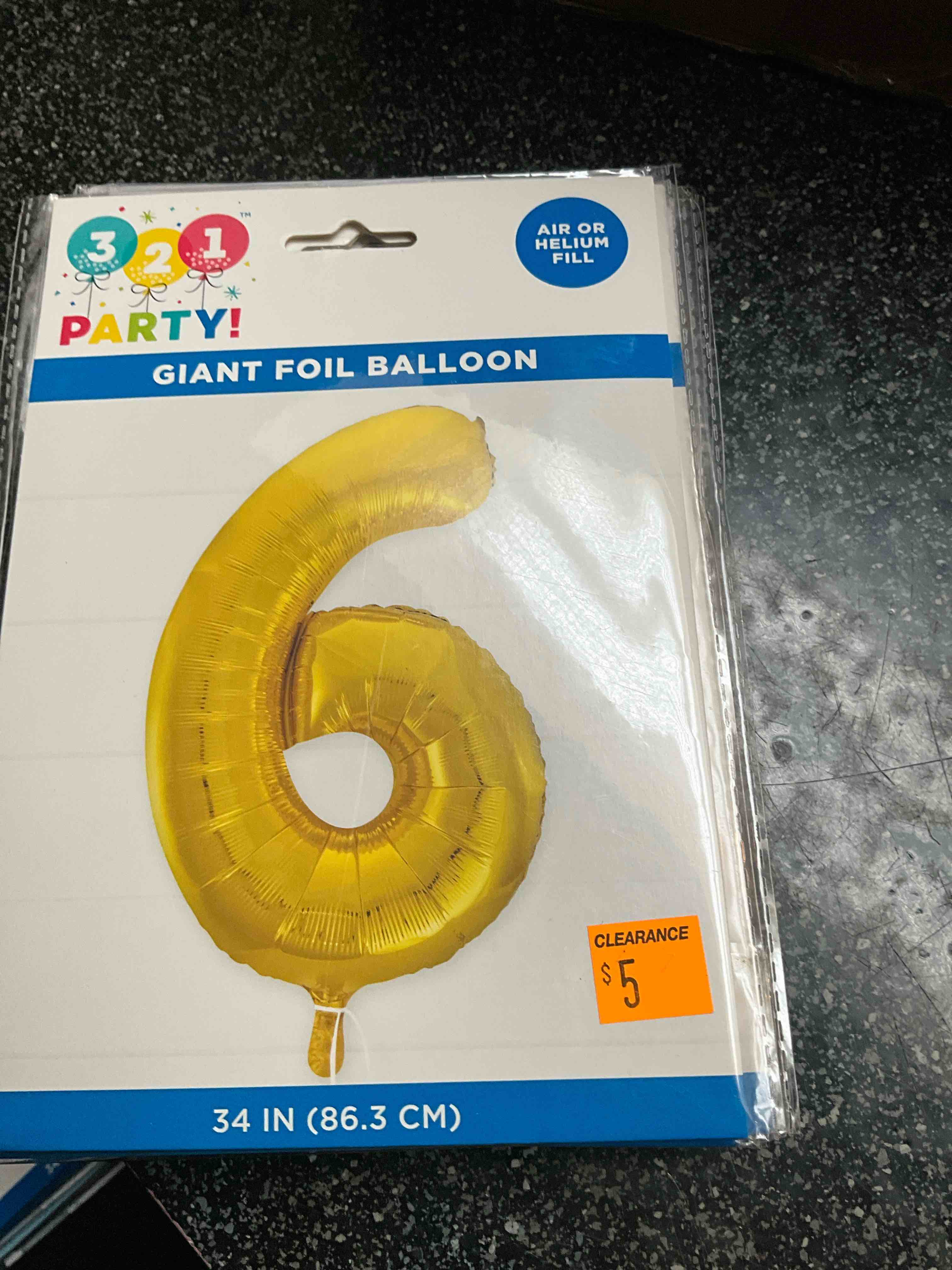 3 2 1 Party - Giant Foil Balloon - Gold - #6