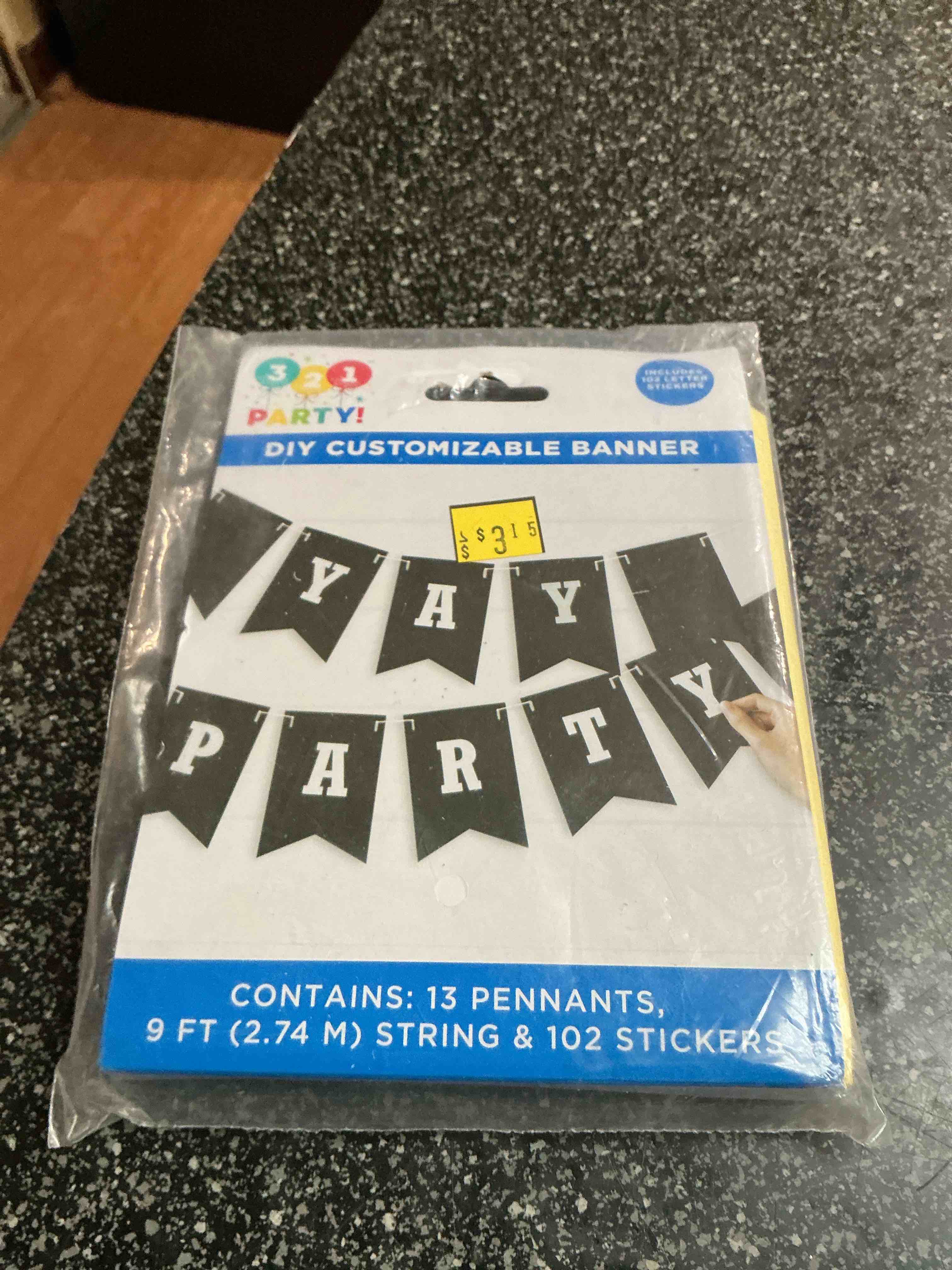 321 party DIY Customizable Banner 9 FT.  & 102 Stickers 