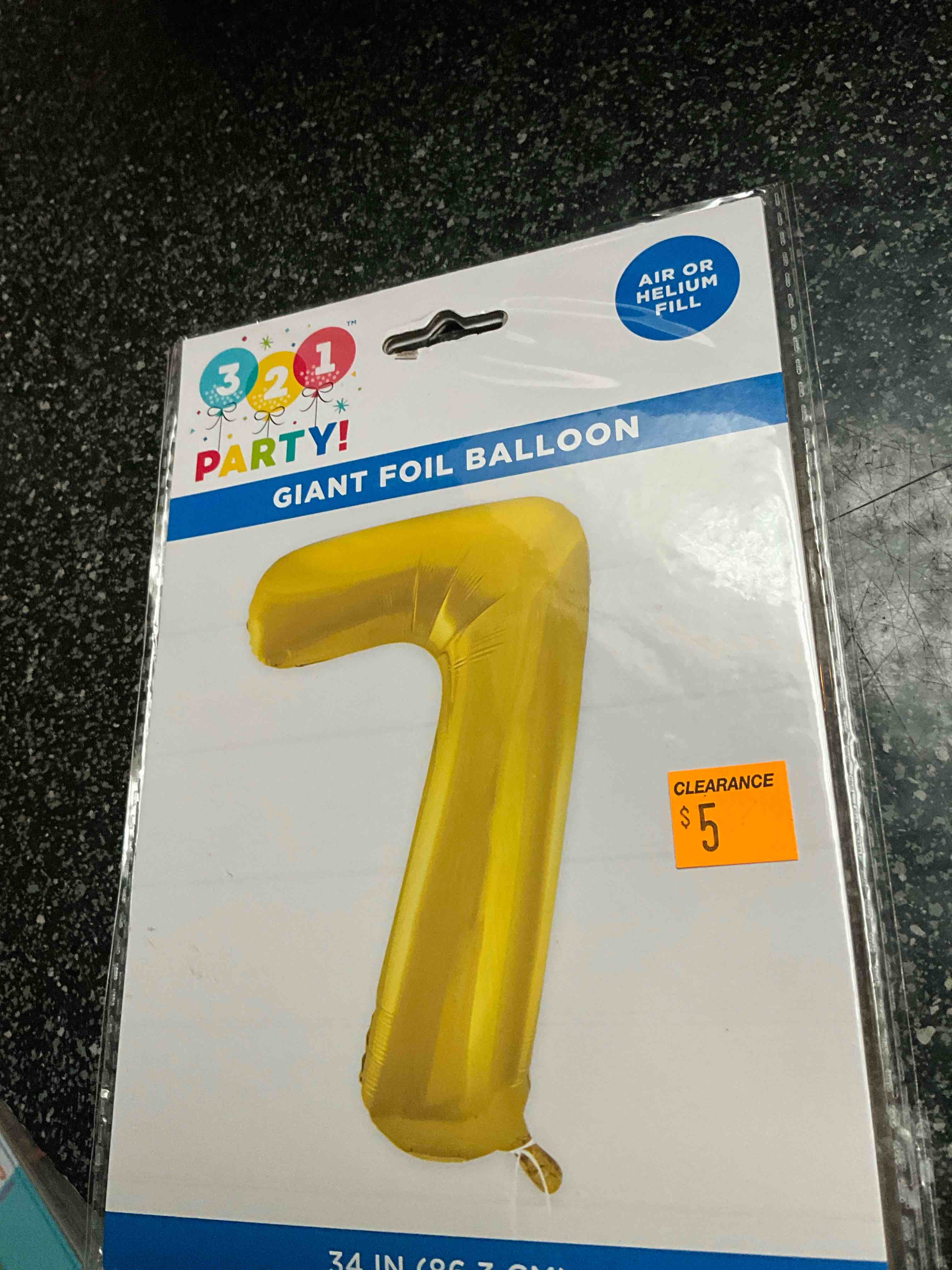 3 2 1 Party - Giant Foil Balloon - #7 Gold