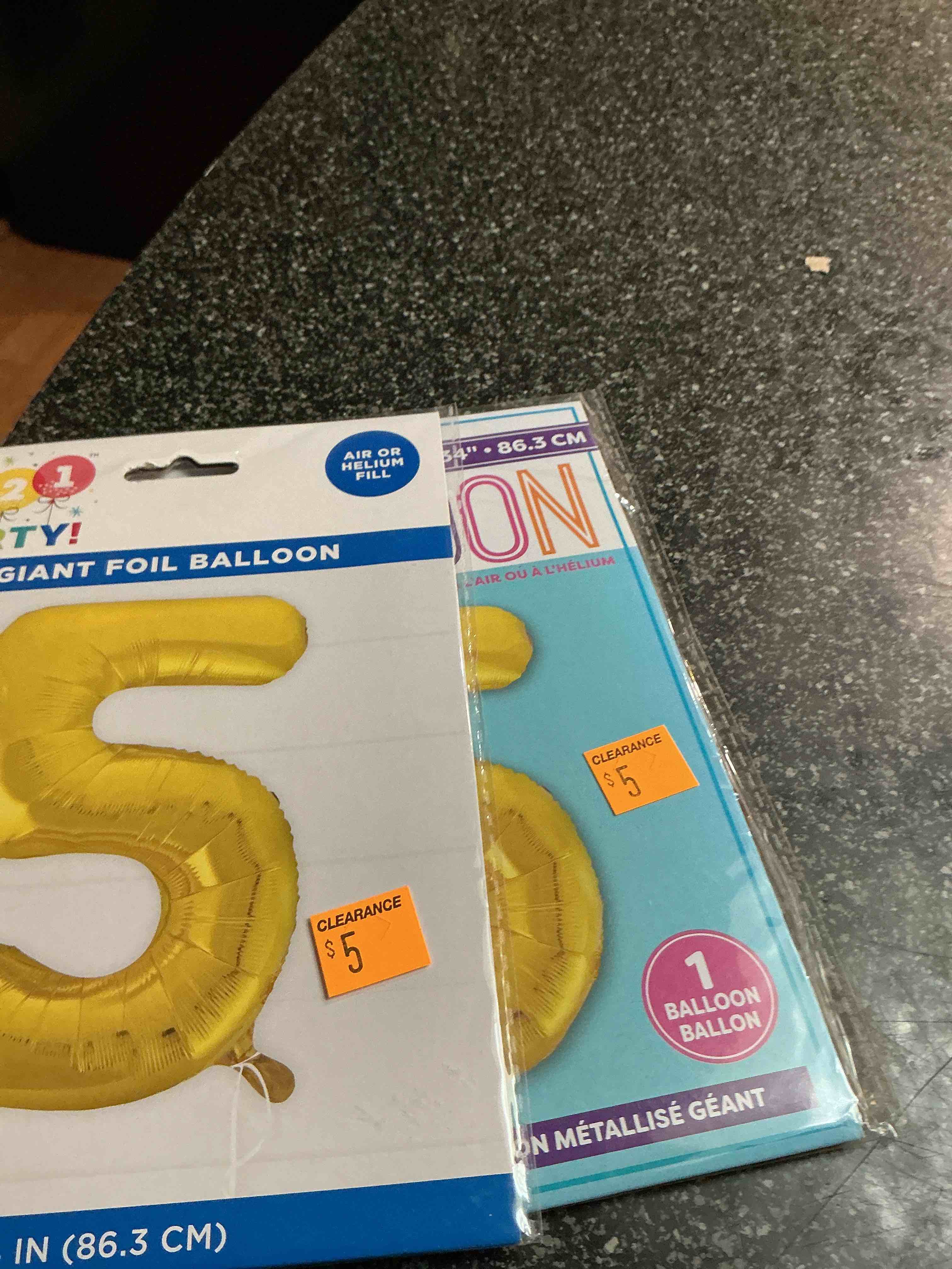 321 Party Giant Foil Balloon 34 “ #5 Gold