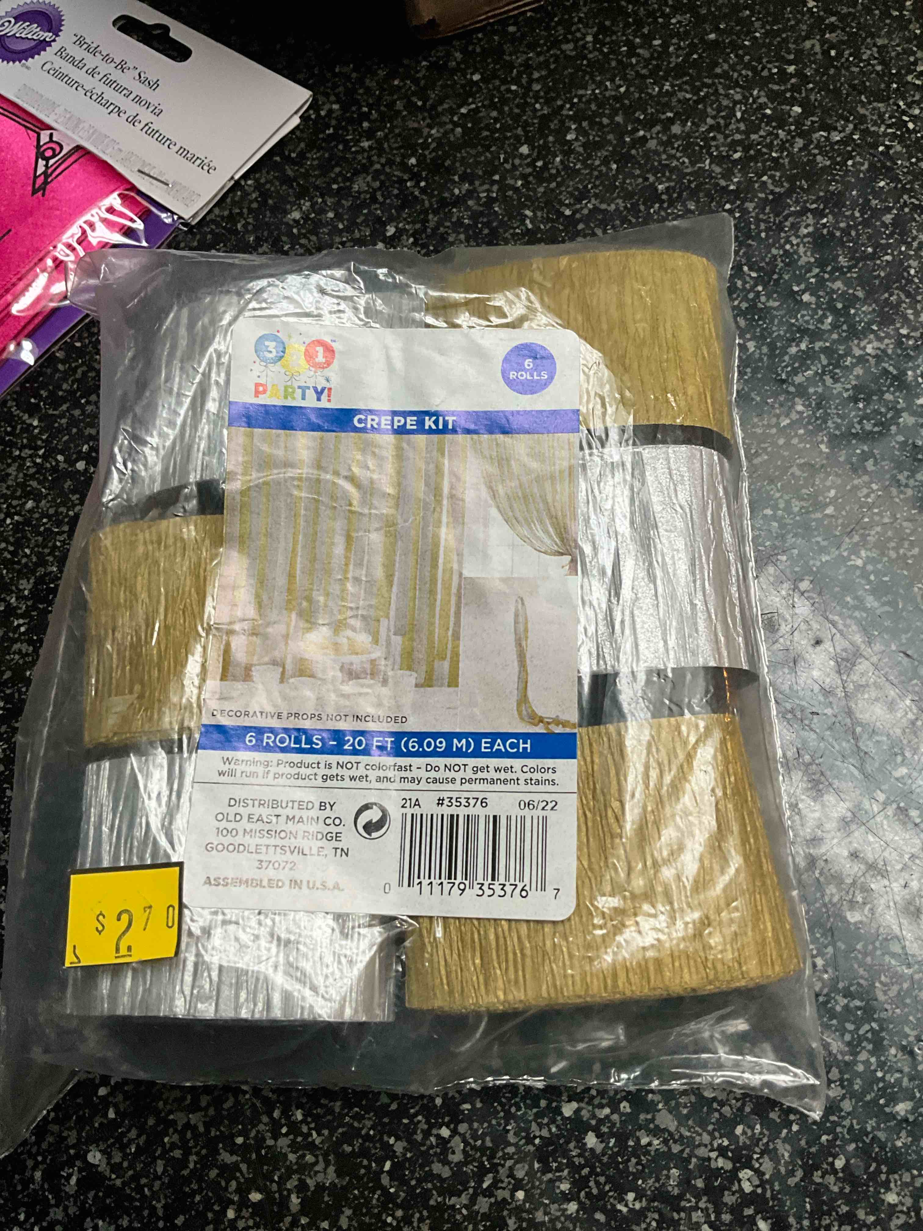 6 Roll Crepe Kit - 20ft - Gold & Silver