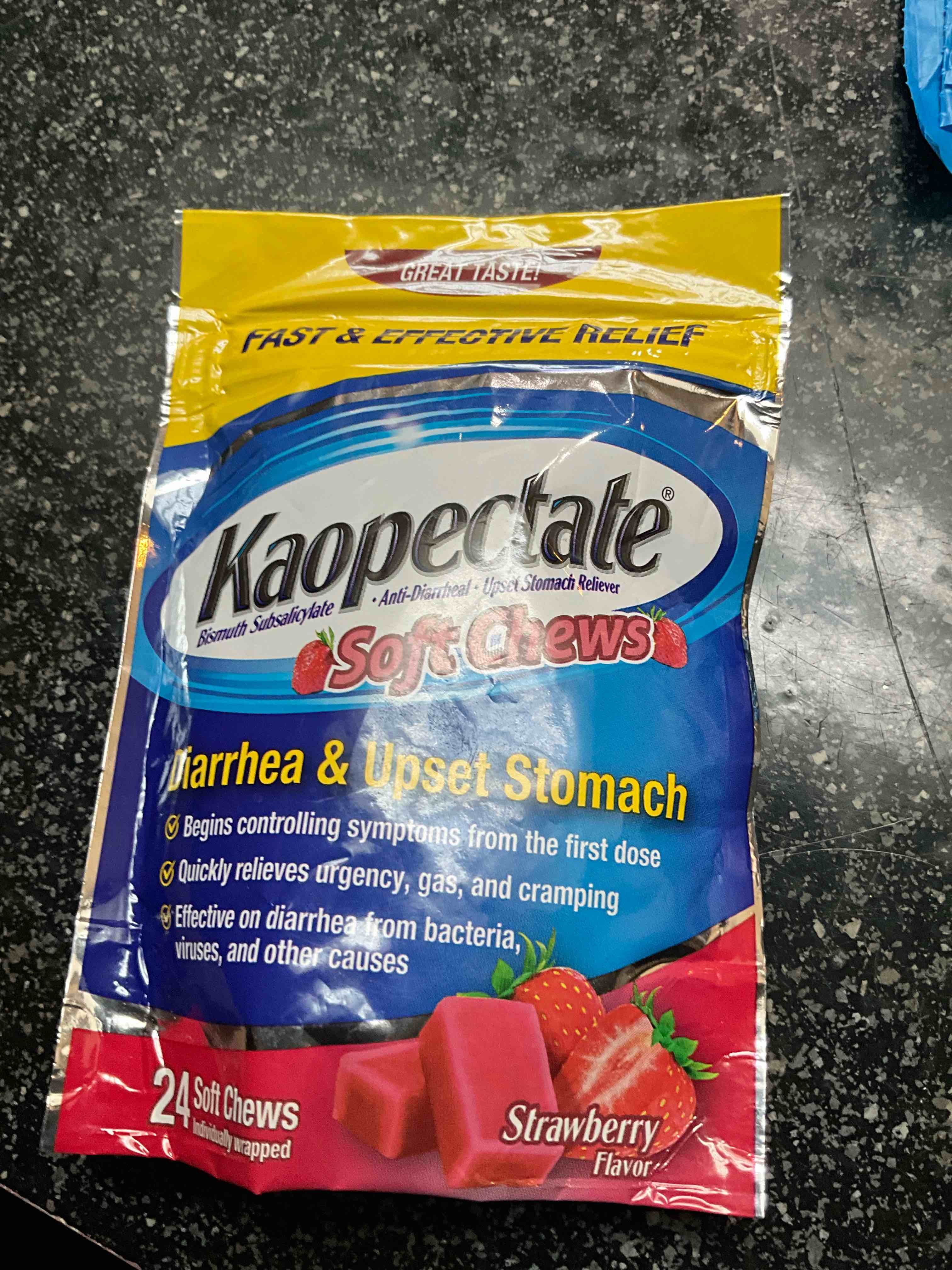 Kaopectate Soft Chews, Bismuth Subsalicylate, Anti-Diarrheal and Upset Stomach Reliever - 24 Count