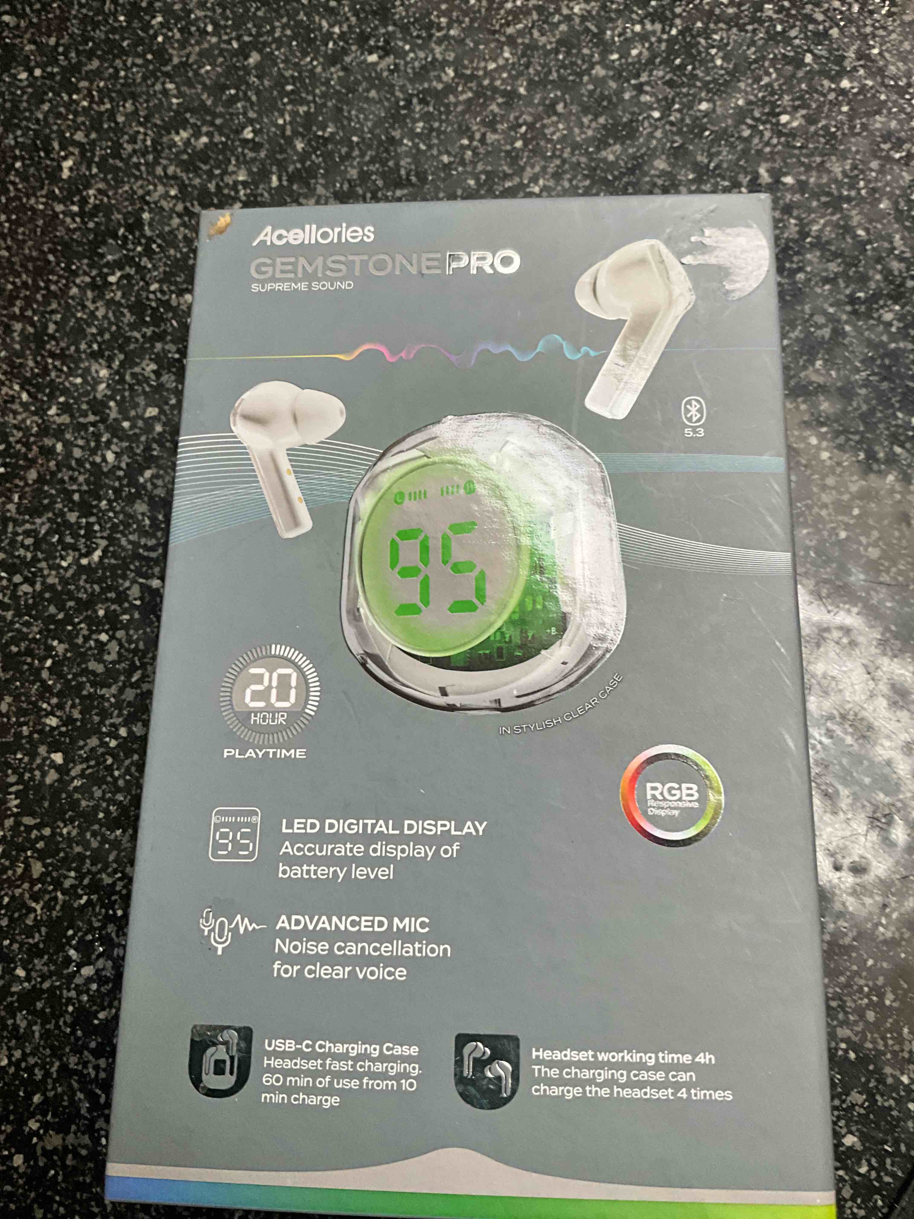 Acellories - Gemstone Pro - - Supreme Sound - 20 hour Playtime - LED digital Display - Advanced Mic